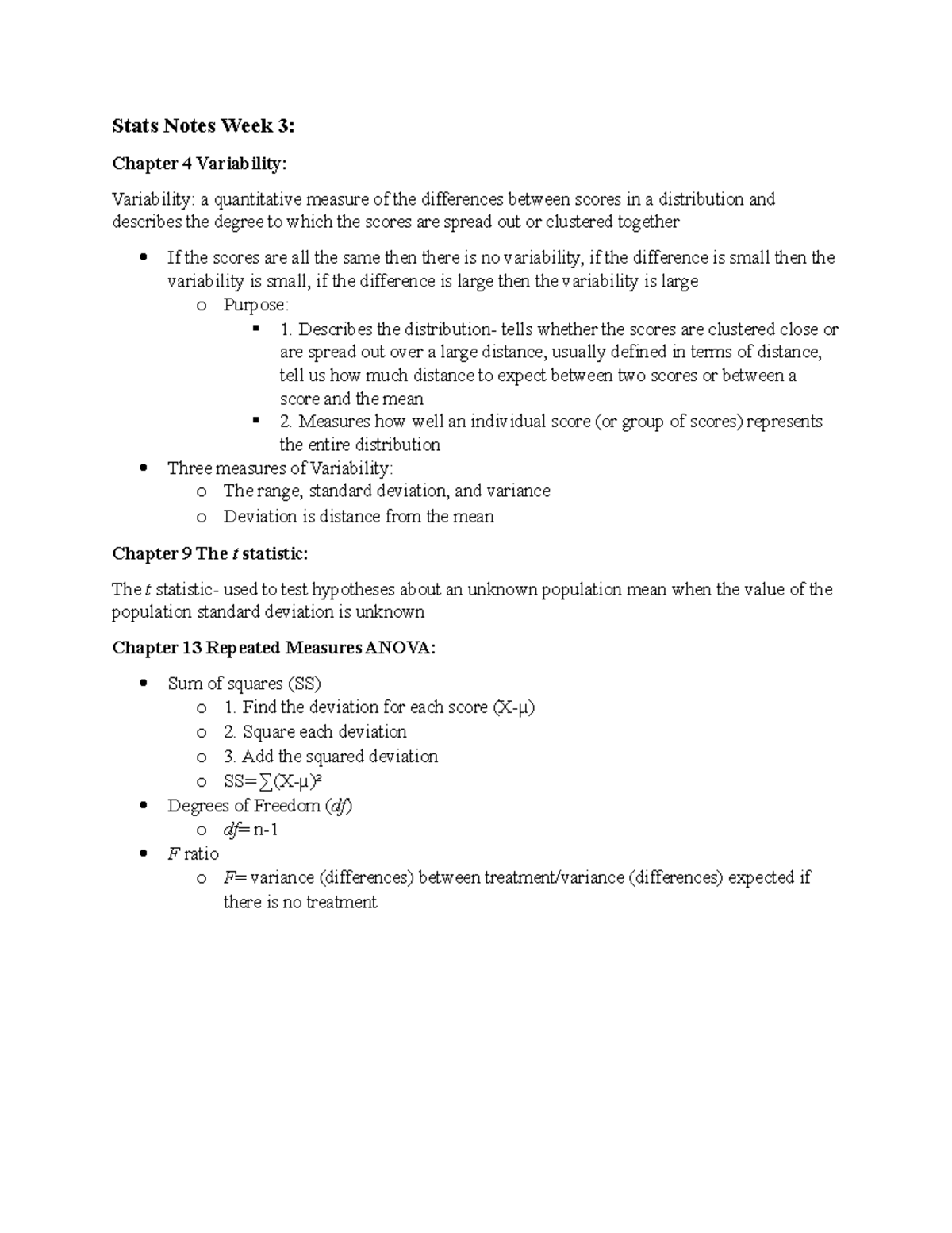 Variability in Statistics Notes - Stats Notes Week 3: Chapter 4 ...