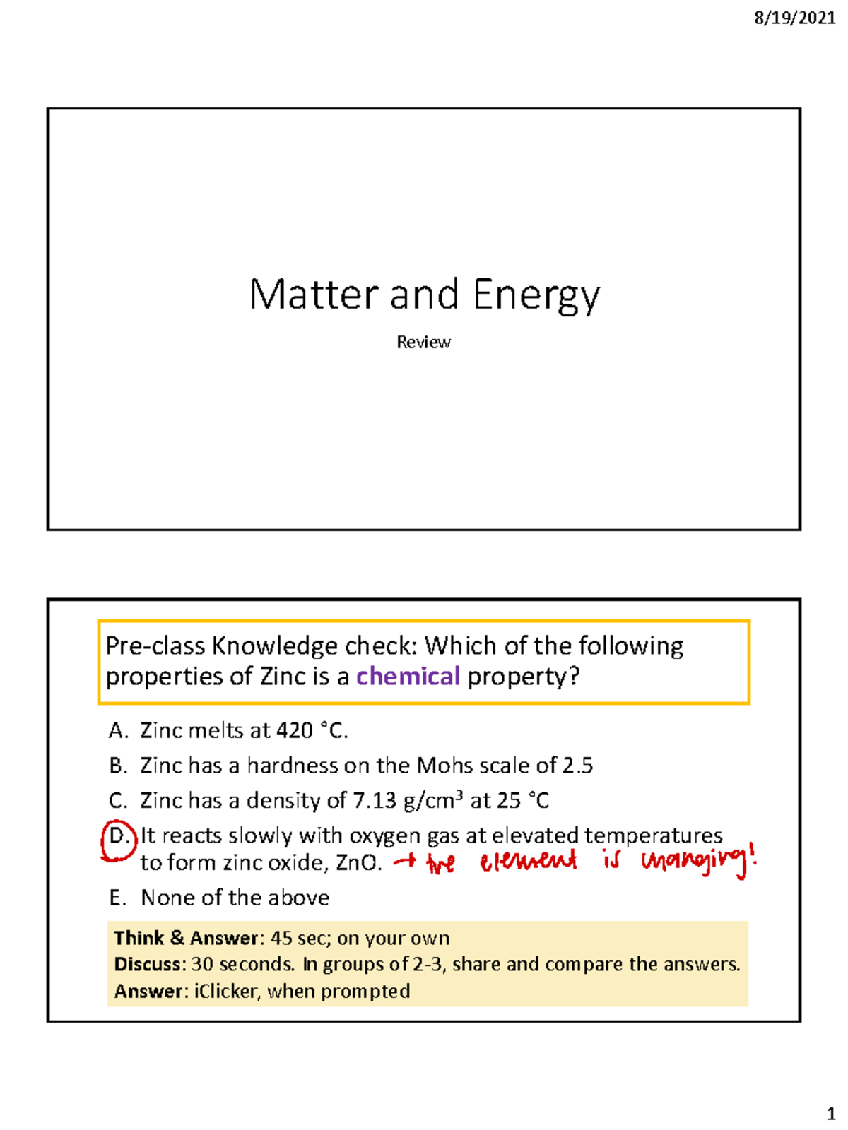 Chem 101 notes Class 1 - CHEM 101 - UNC Chapel Hill - Studocu