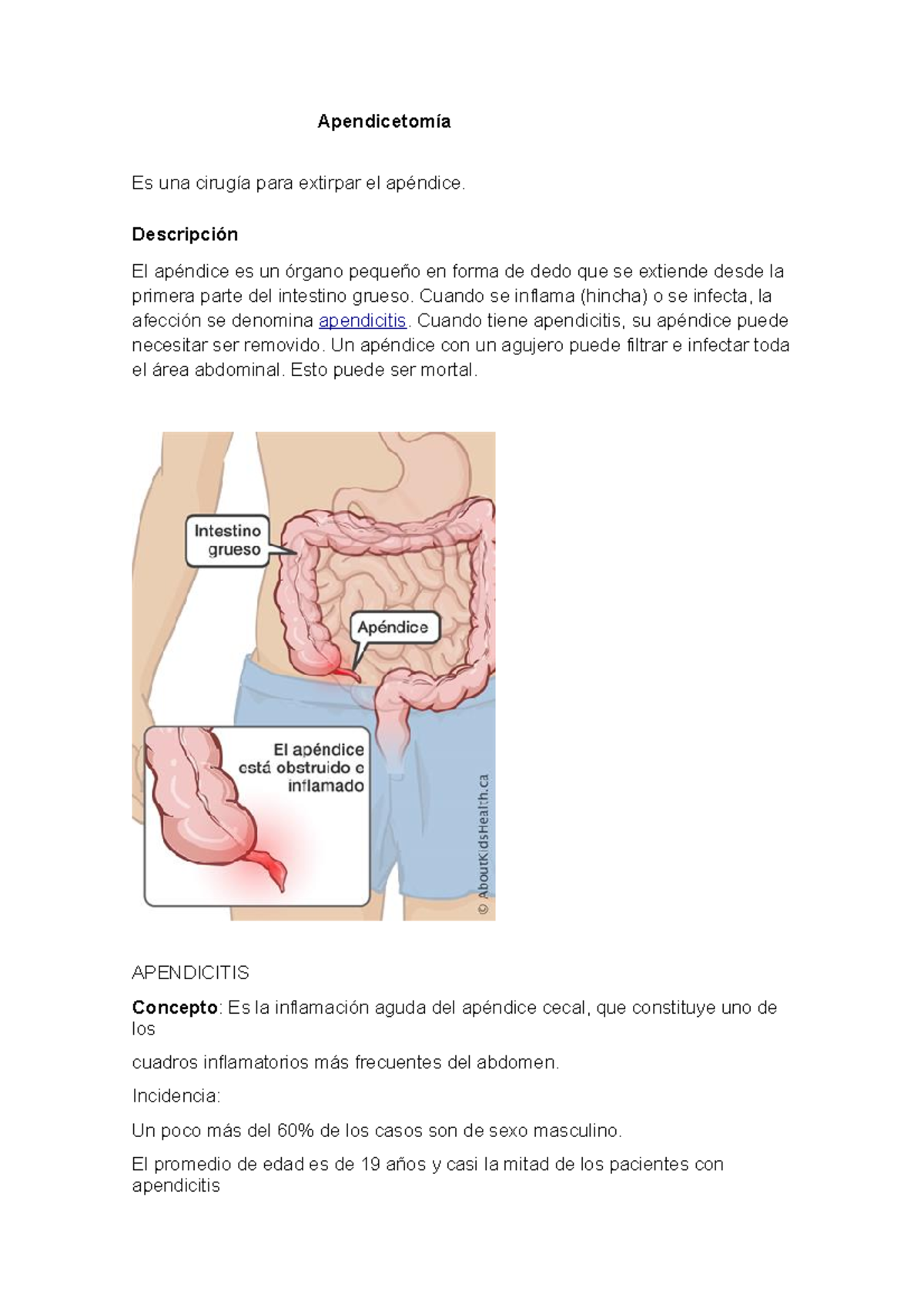 Apendicectomía - apuntes de quirurgia gastrointestinal - Apendicetomía ...