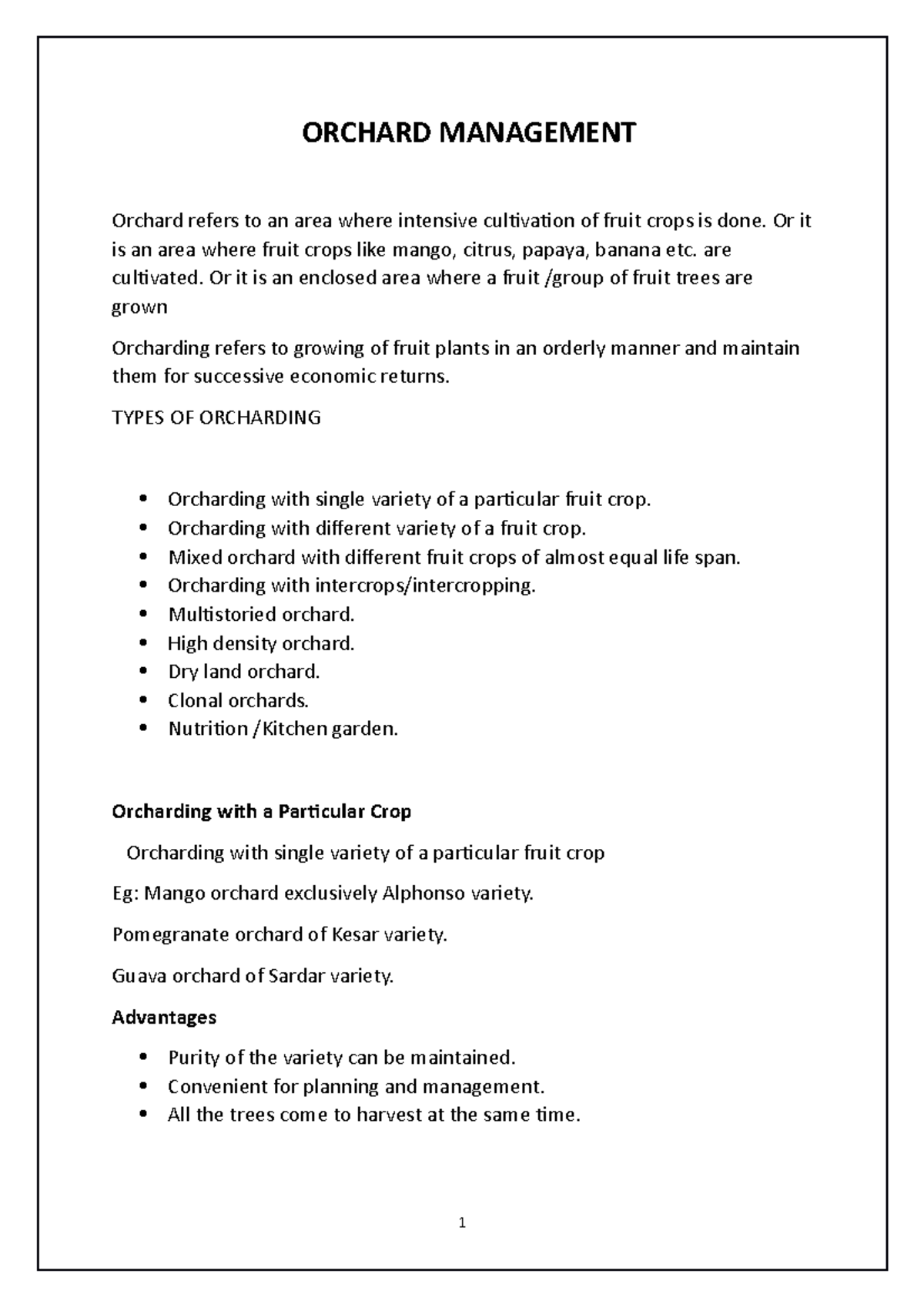 Orchard Management Lecture notes 34 ORCHARD MANAGEMENT Orchard