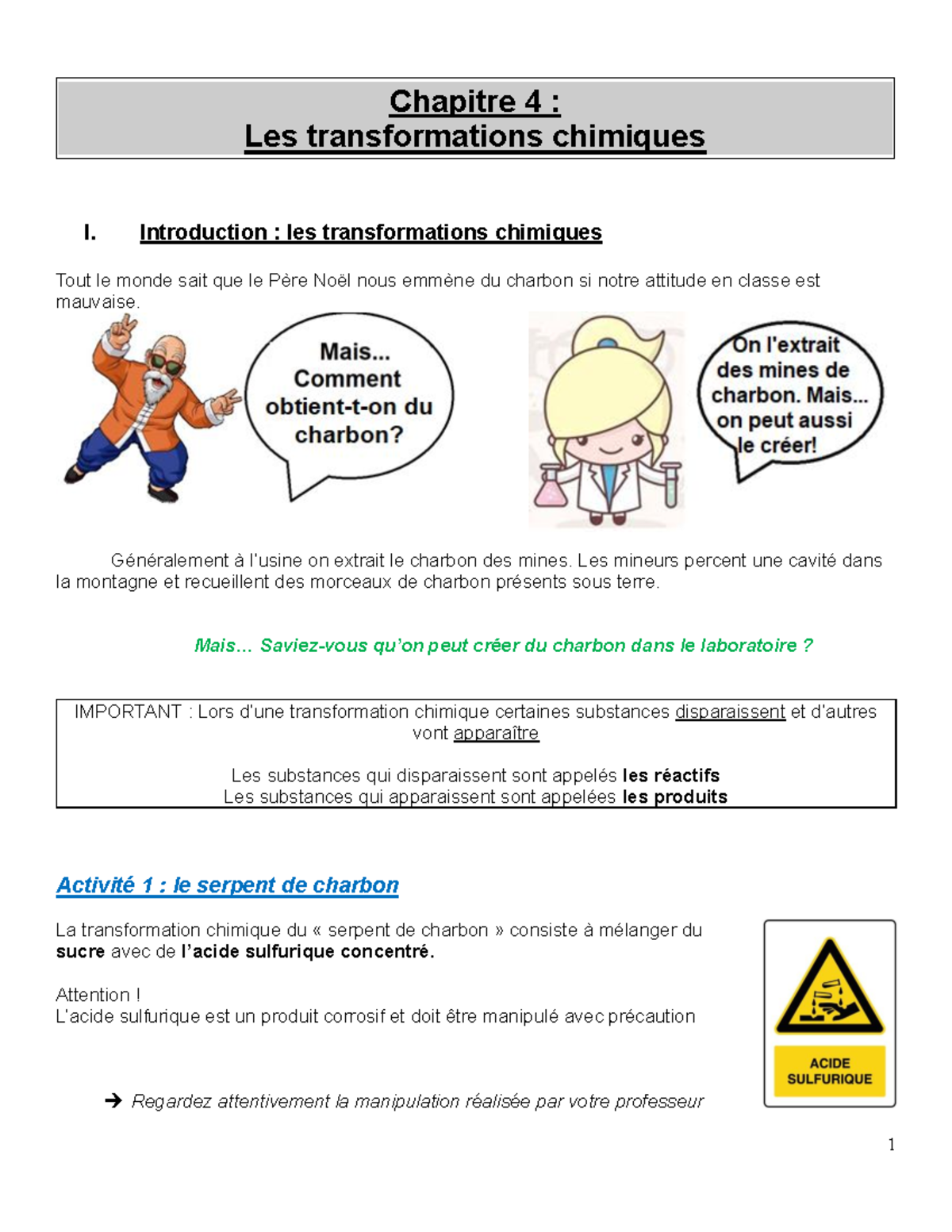 5e Chapitre 4 - Les transformations chimiques - Chapitre 4 : Les ...