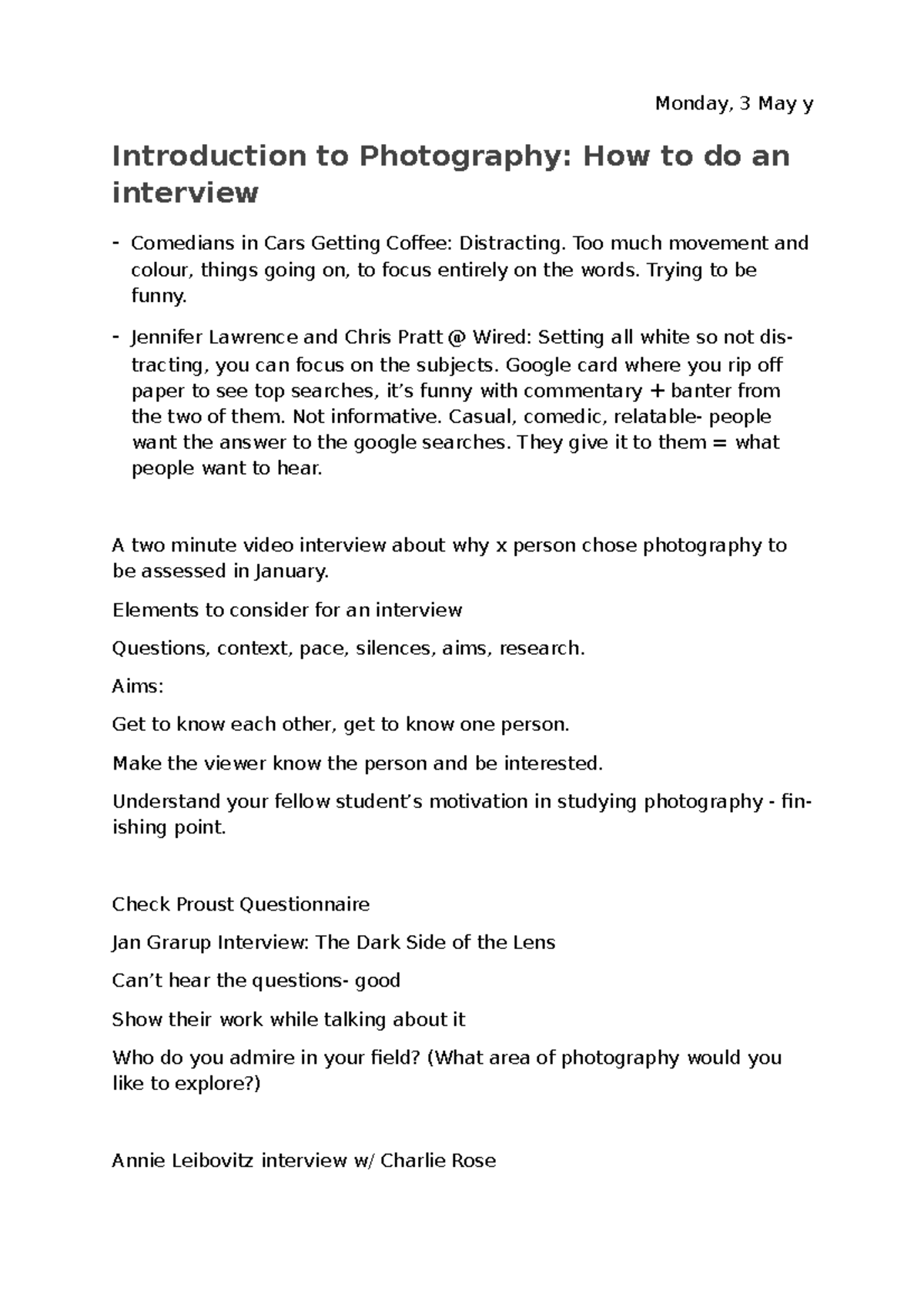 How to Conduct an Interview - Friday, 17 April y Introduction to ...