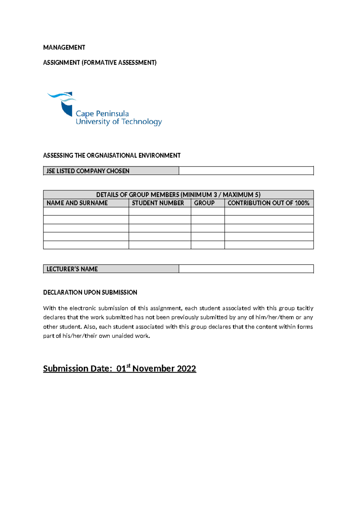 Management - Assignment 2022 - MANAGEMENT ASSIGNMENT (FORMATIVE ...
