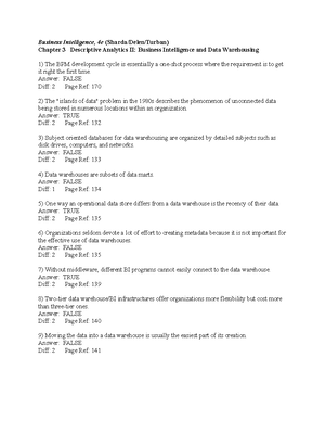 Chapter 2 - Test Bank - Business Intelligence, 4e (Sharda/Delen/Turban ...