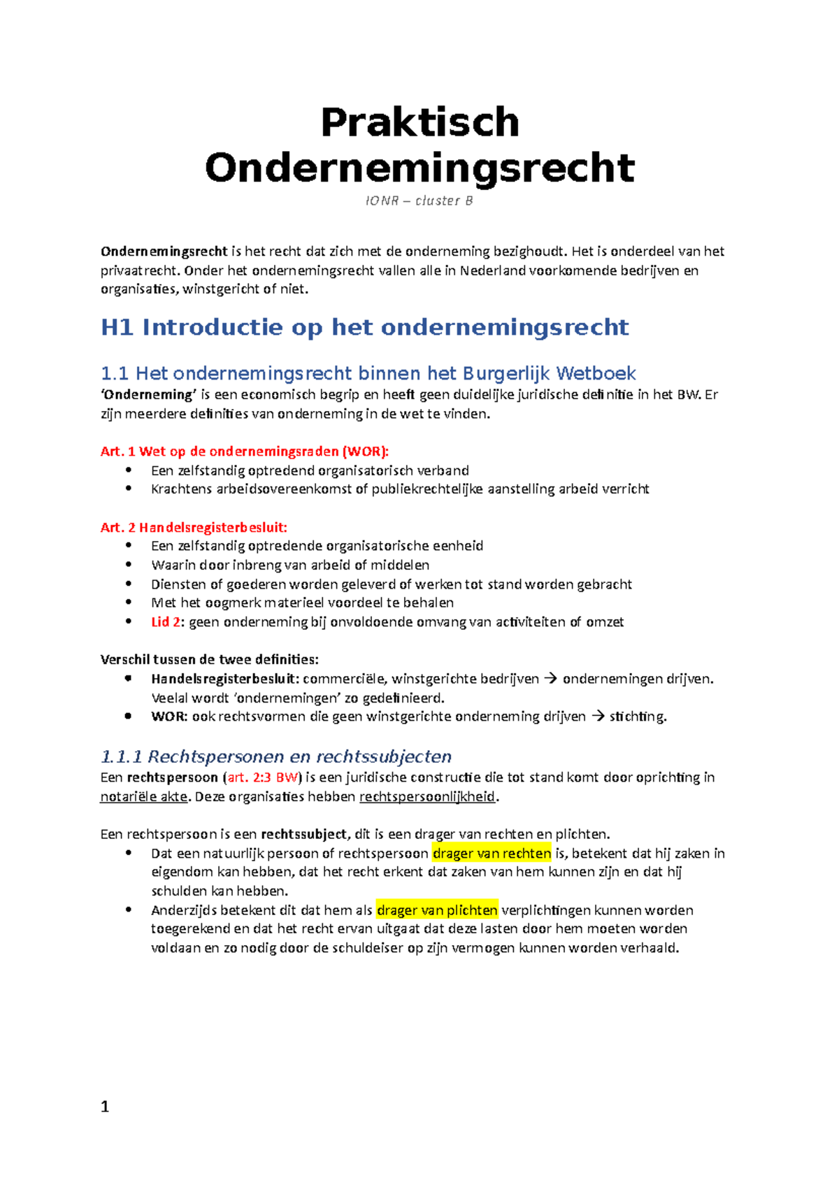 Inleiding Ondernemingsrecht - Praktisch Ondernemingsrecht IONR ...