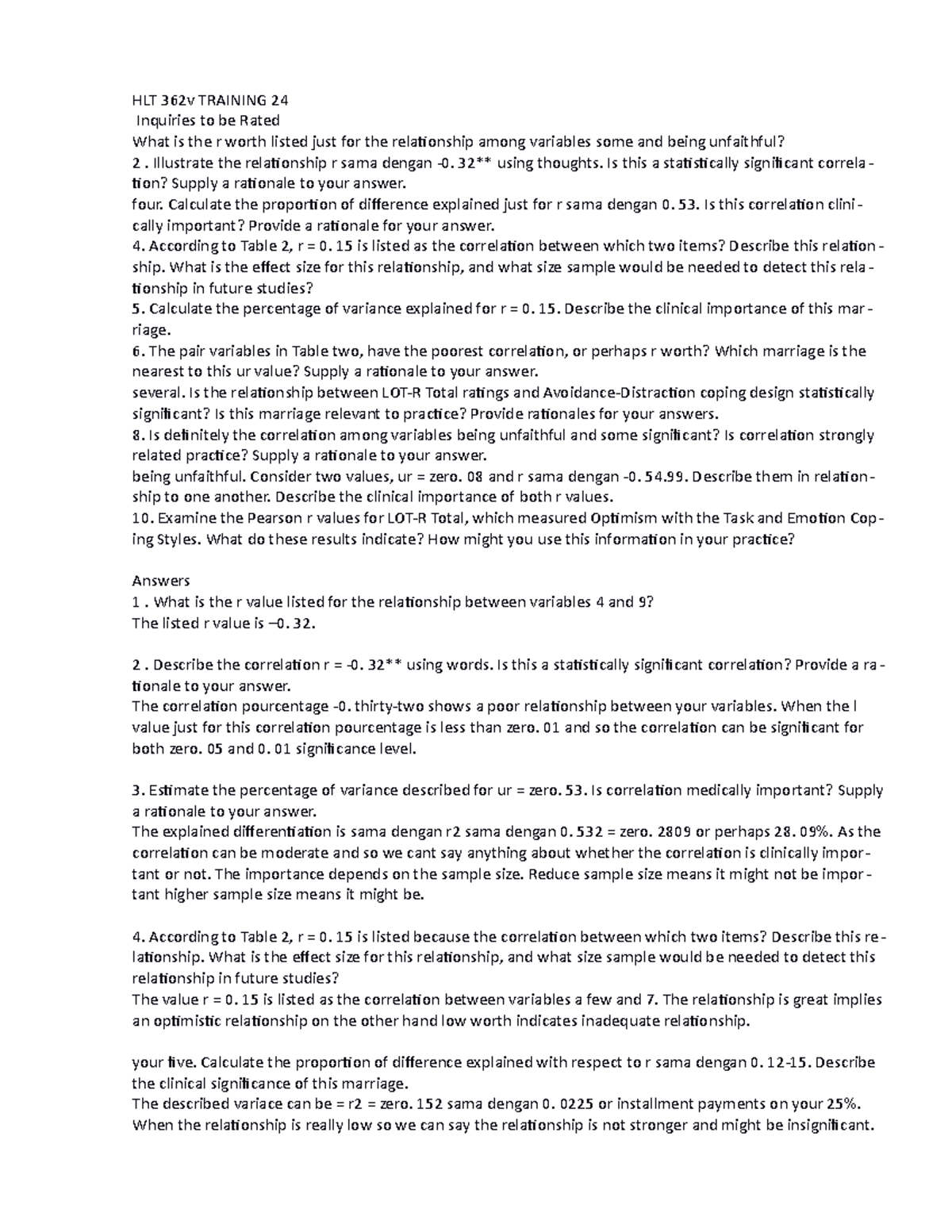HLT 362 v Exercise 24 Answers-Calculate the percen 1 - HLT 362v ...