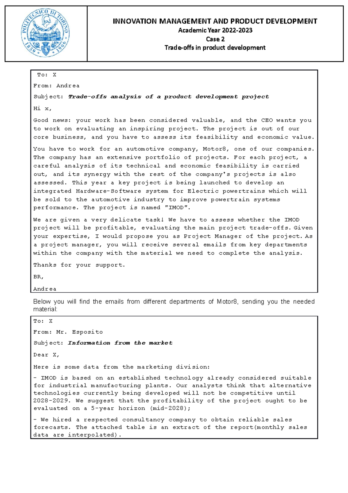 Case 2 2023 IMPD - Groupwork - Innovation management and product ...