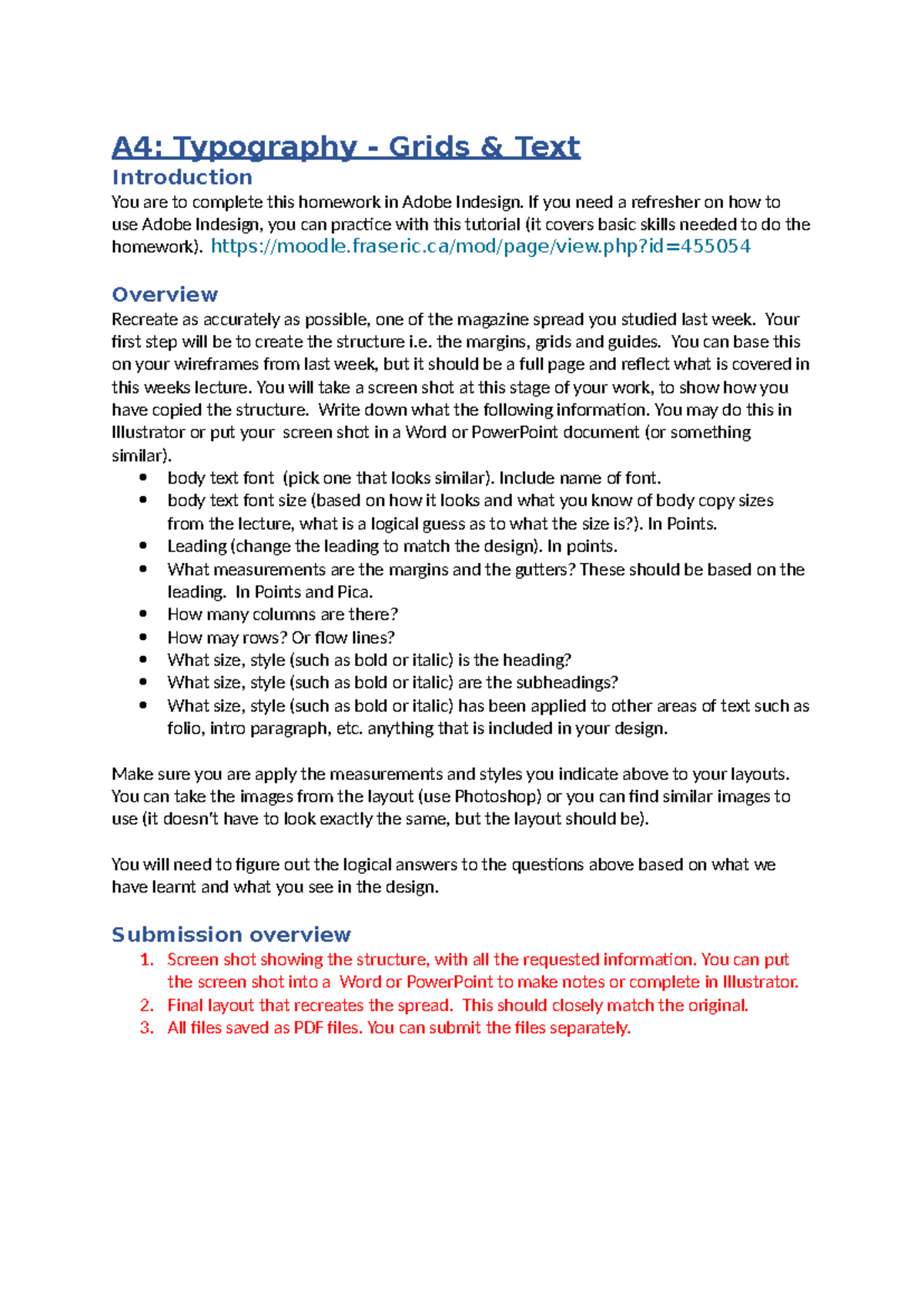 A4 notes A4 Typography Grids & Text Introduction You are to