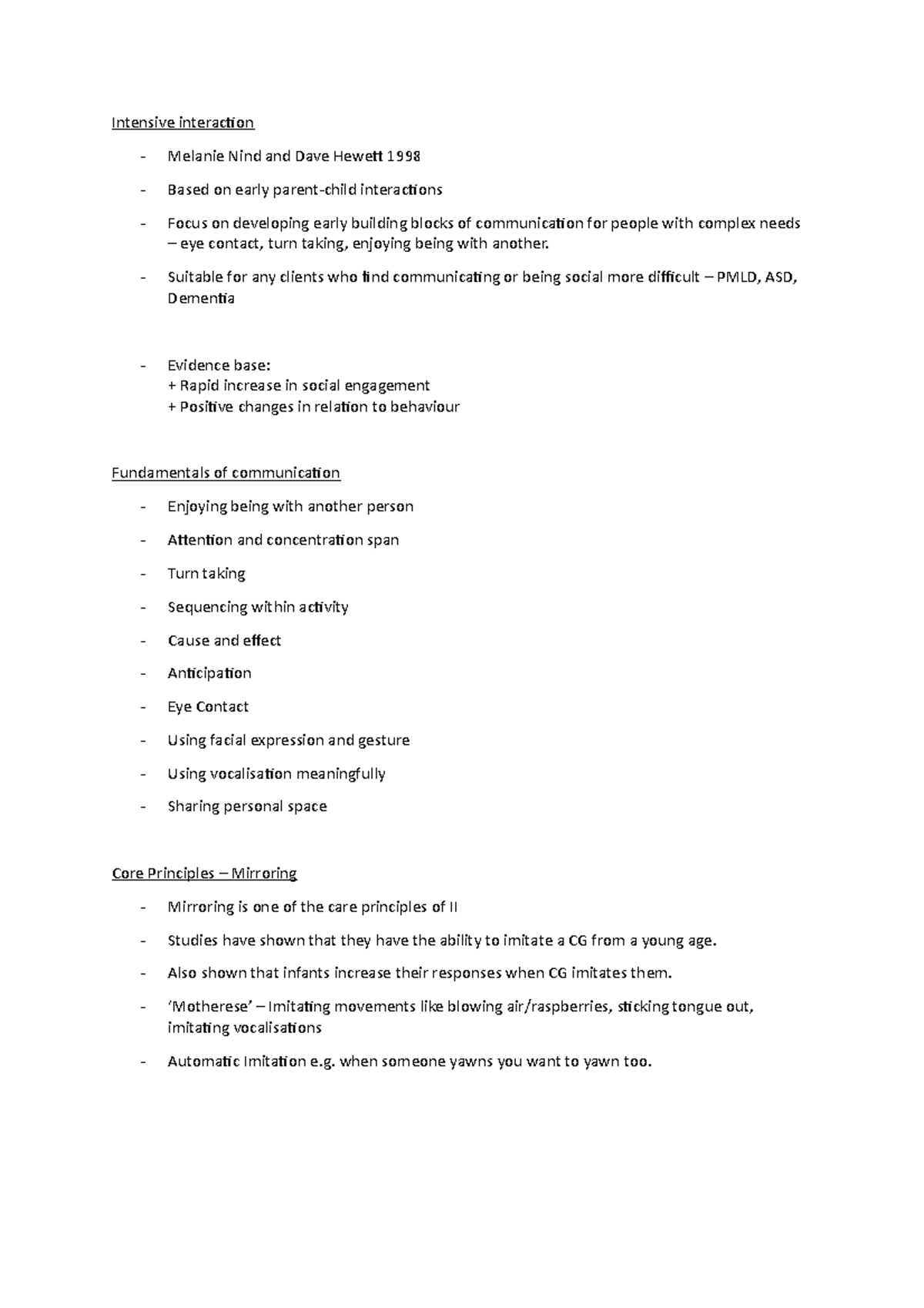 Communication in Severe Learning Disability - Intensive interaction ...