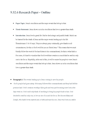 The Crucifixion of Jesus Final draft - 9.32 Research Paper - Outline   Paper Topic: Jesus's - Studocu
