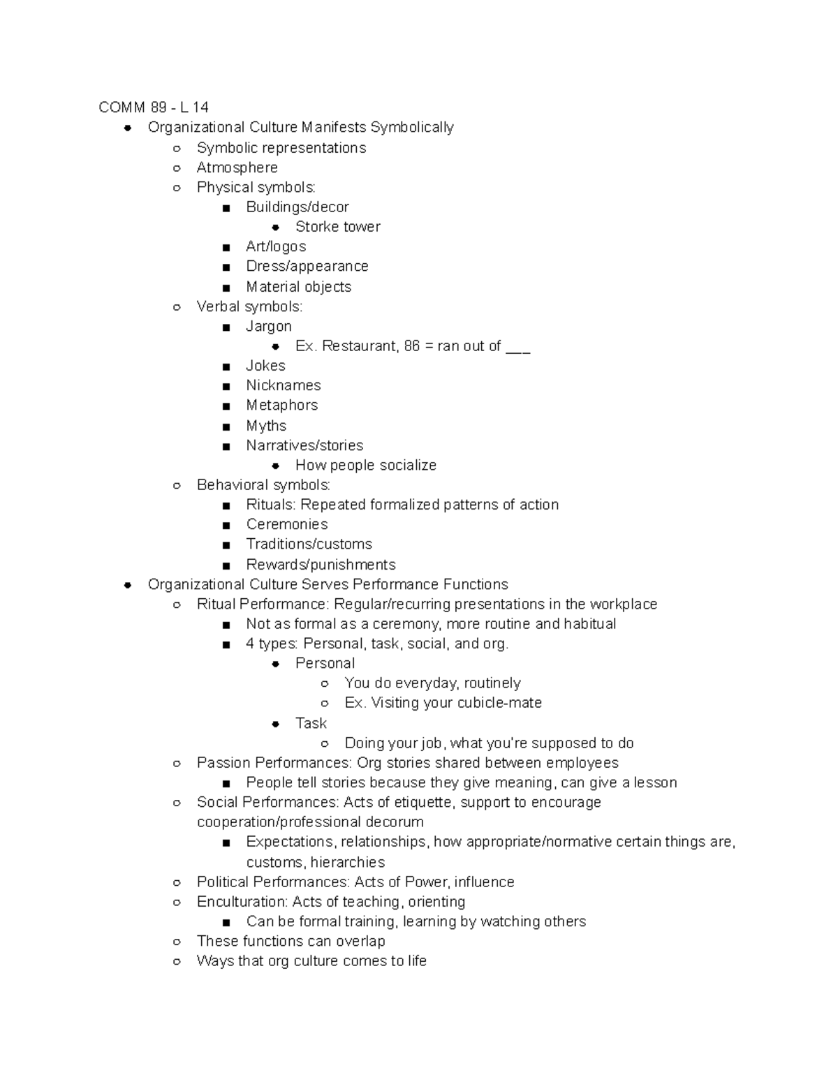 COMM 89 - L 14 - Professor Morola - COMM 89 - L 14 Organizational ...