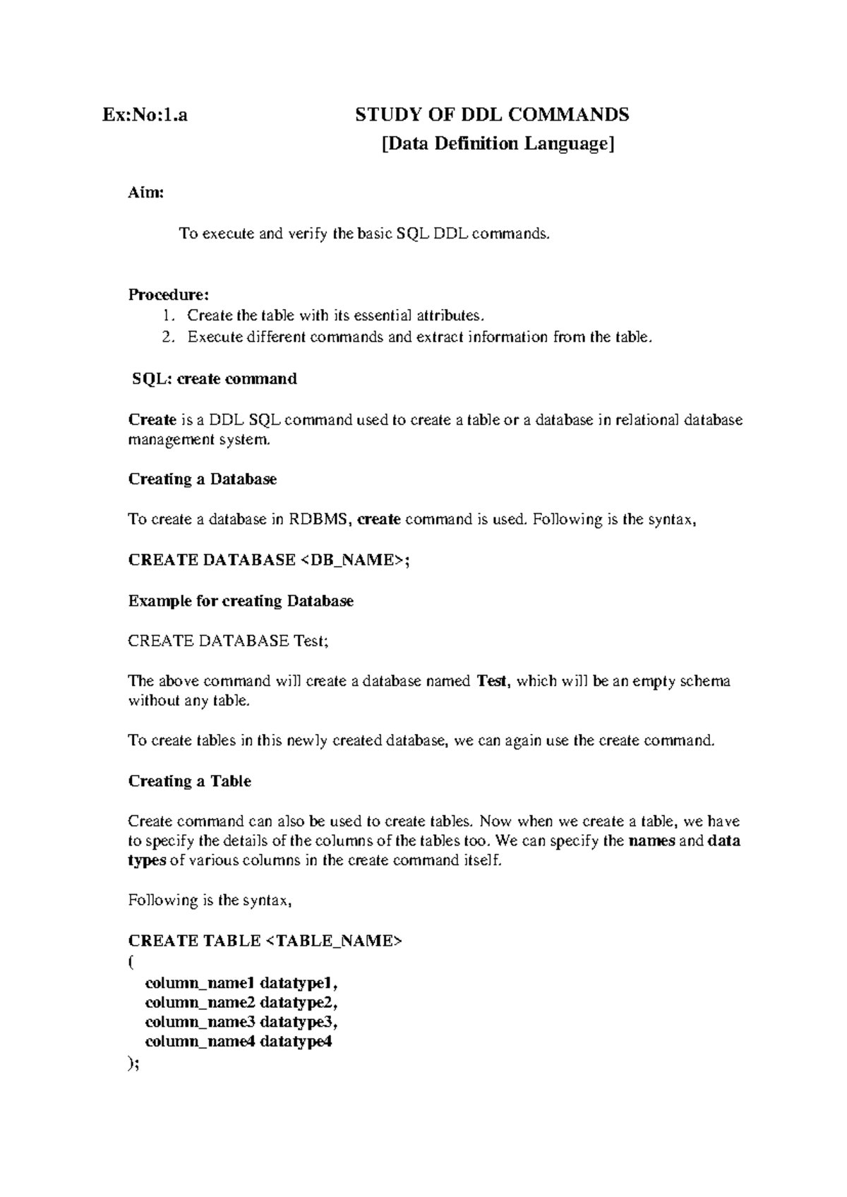 lab manual for first semester me computer science - Ex:No:1 STUDY OF ...