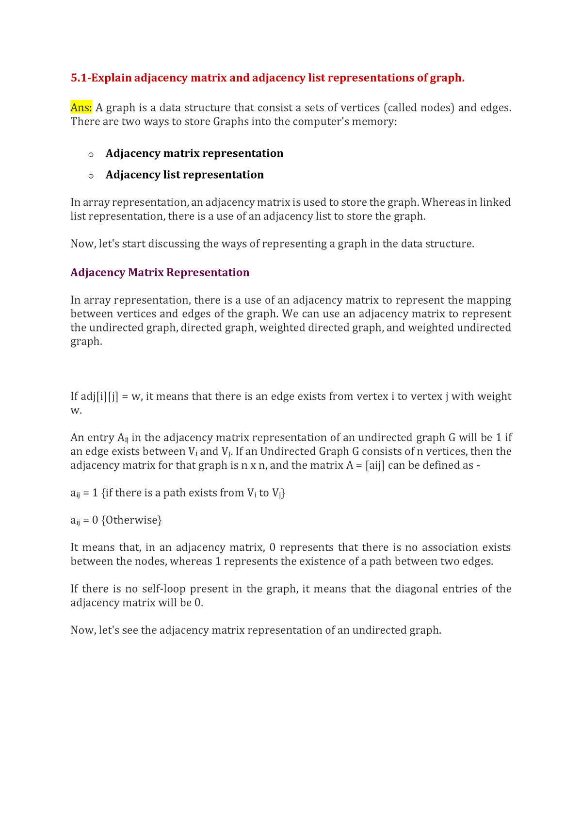 Explain Adjacency Matrix Design Talk