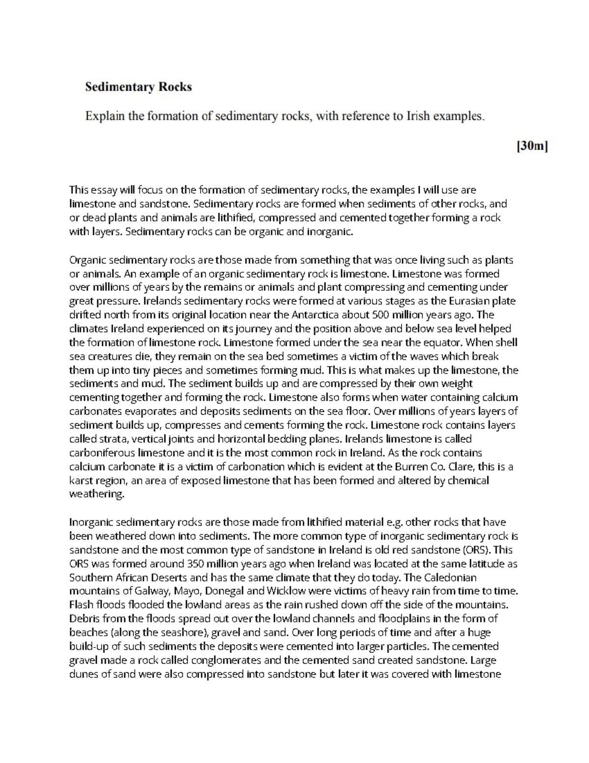 Sedimentary Rocks formation - This essay will focus on the formation of ...