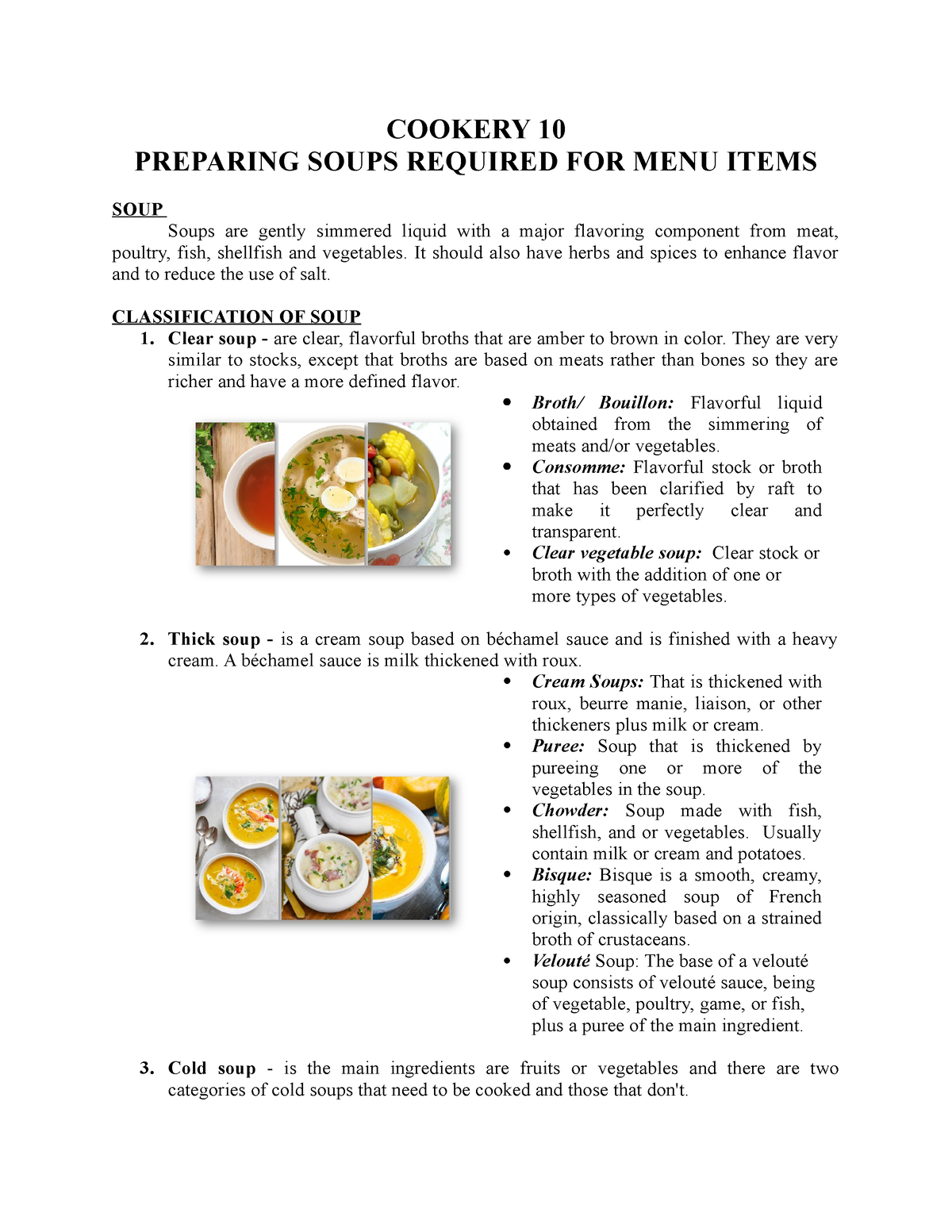 Cookery 10 Preparing Soups Required For Menu Items Cookery 10 Preparing Soups Required For 3060