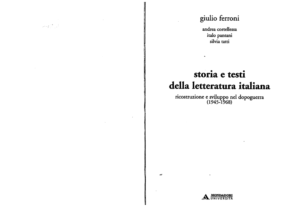 Storia e testi della letteratura italiana