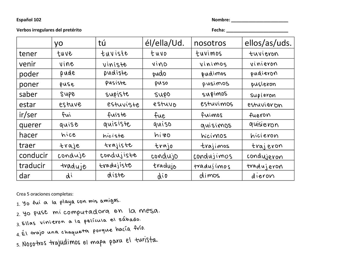 irregular-preterite-and-sentence-examples-espa-ol-102-nombre