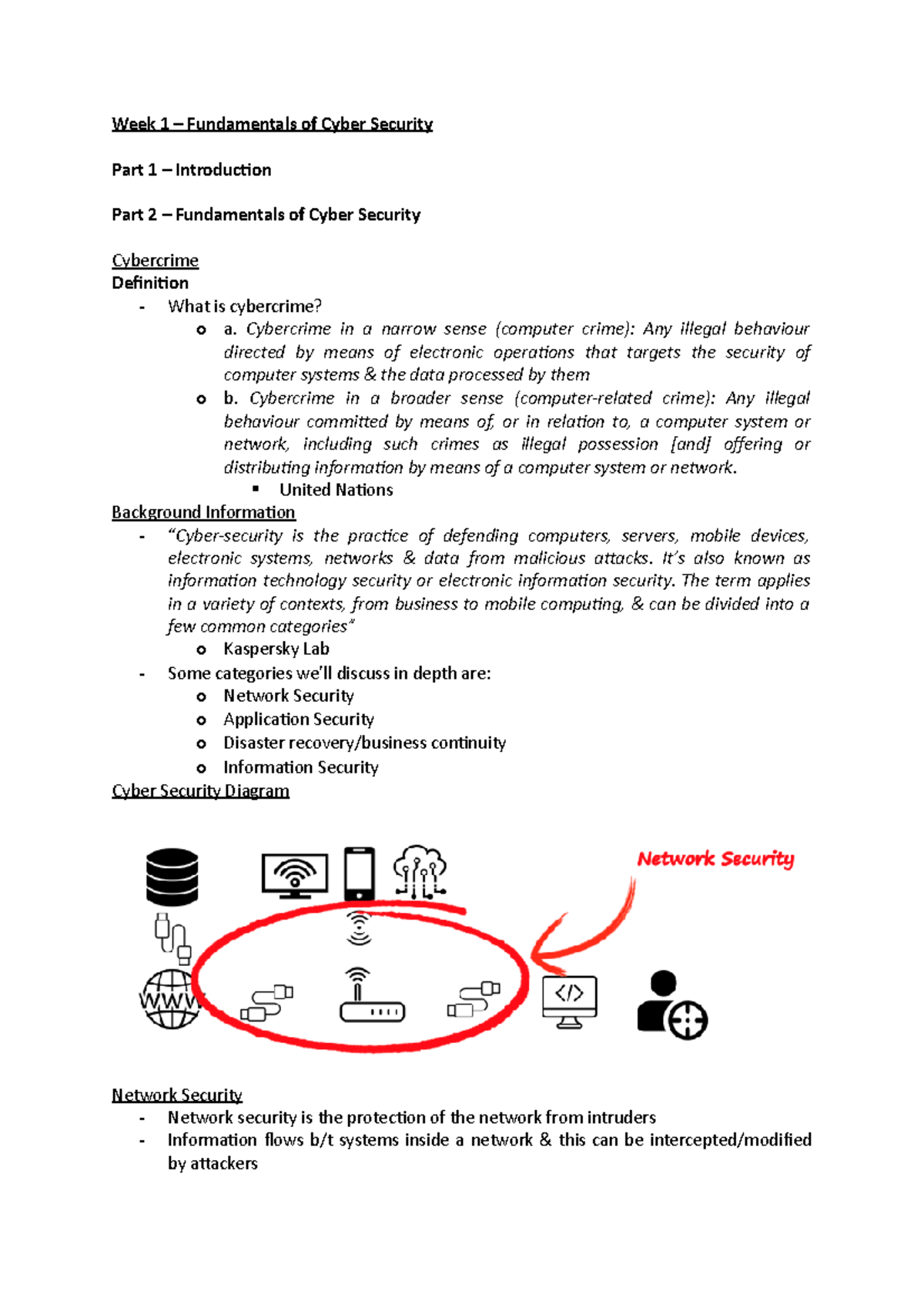 Week 1 Notes - Week 1 – Fundamentals Of Cyber Security Part 1 ...