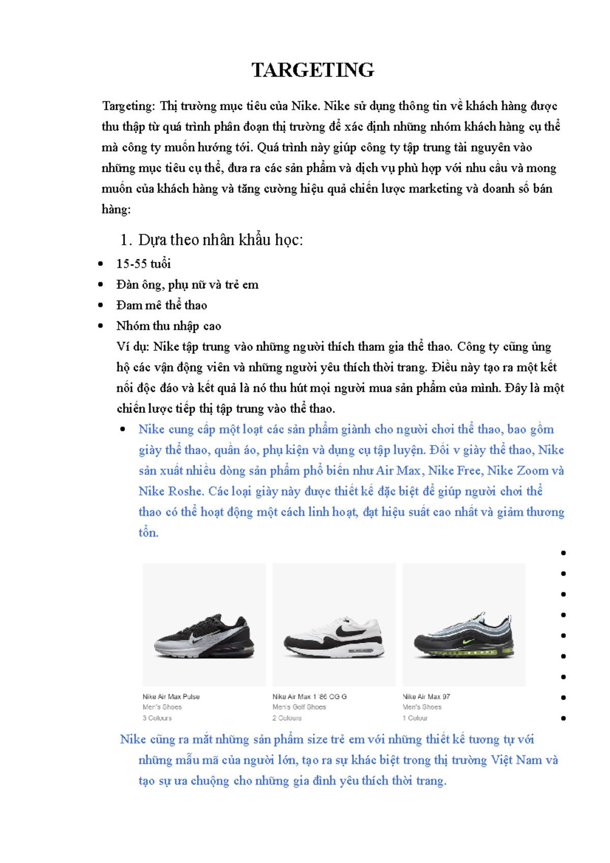TargetingNike TargetingNike Nguyên Lý Marketing TARGETING