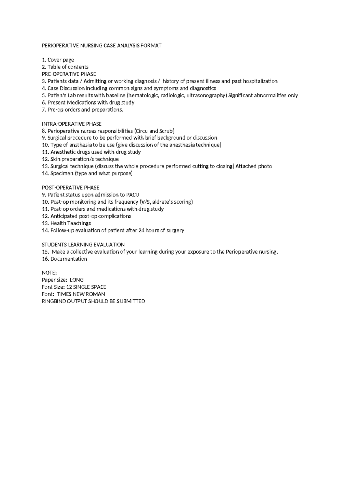 Perioperative- Nursing-CASE- Analysis- Format - PERIOPERATIVE NURSING ...