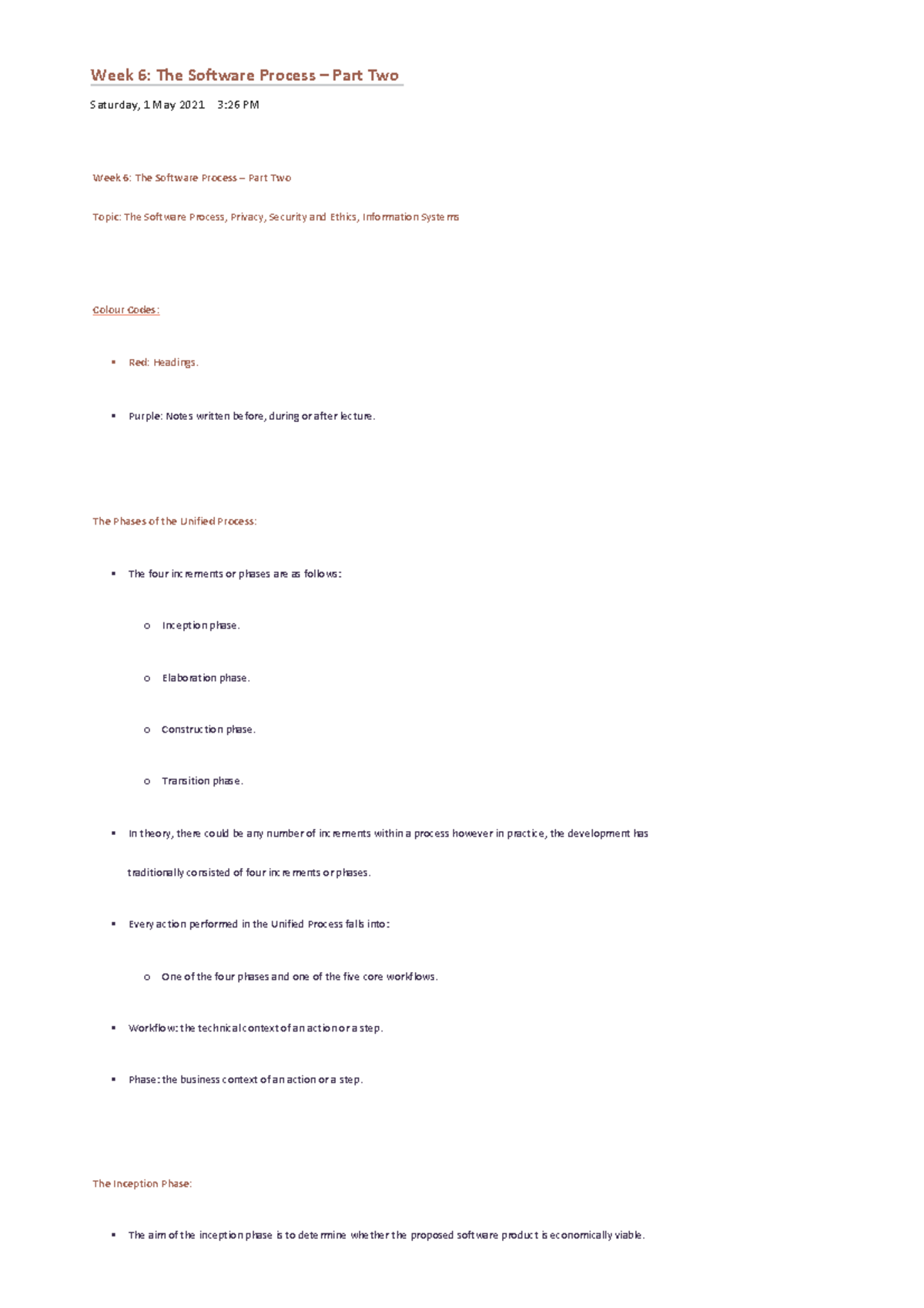 COMP1010 - Week 6 - The Software Process - Part Two - Week 6: The ...