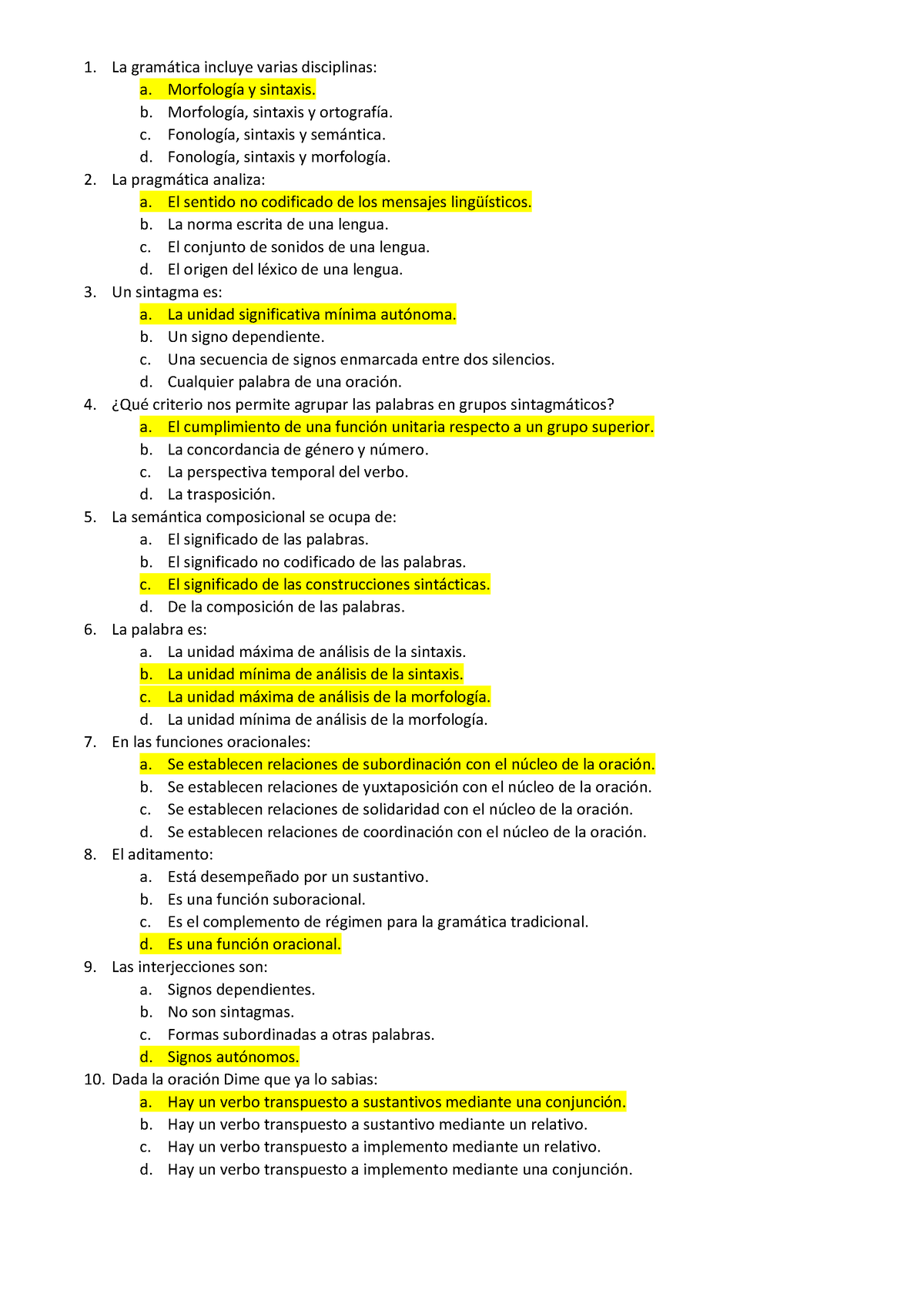 Test Tipo Examen - La Gram·tica Incluye Varias Disciplinas: A ...