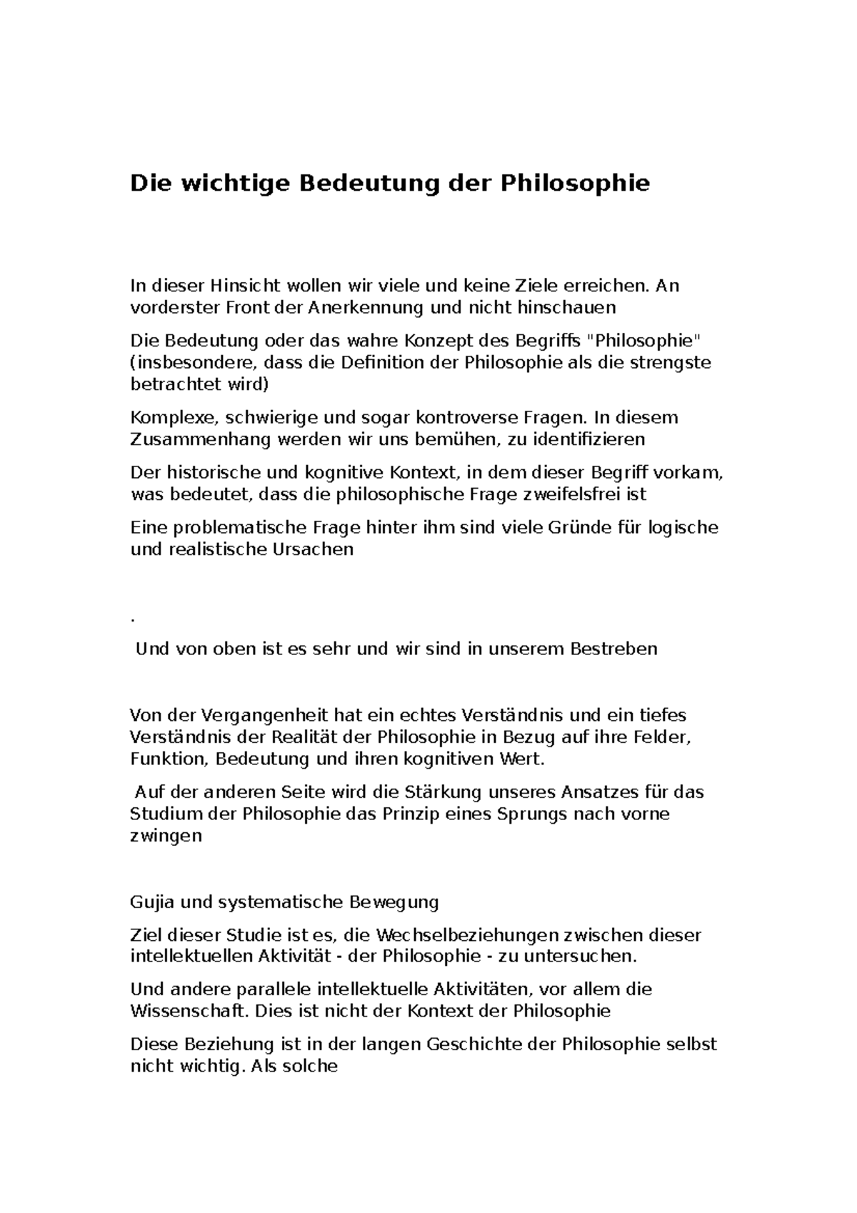 Die wichtige Bedeutung der Philosophie - An vorderster Front der ...