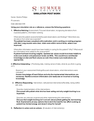 Pre Simulation Assignment - Audrey Przybylski Sumner College Cohort 26 ...