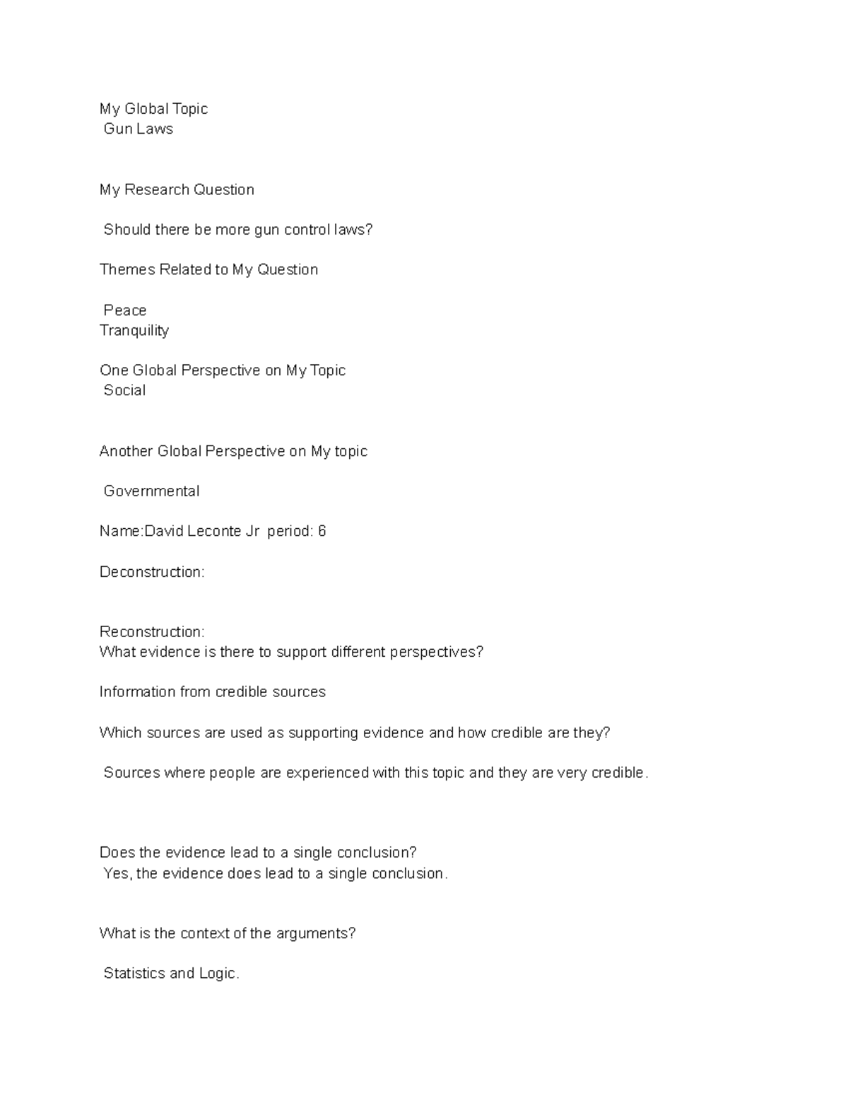 Chart for global - essays - My Global Topic Gun Laws My Research