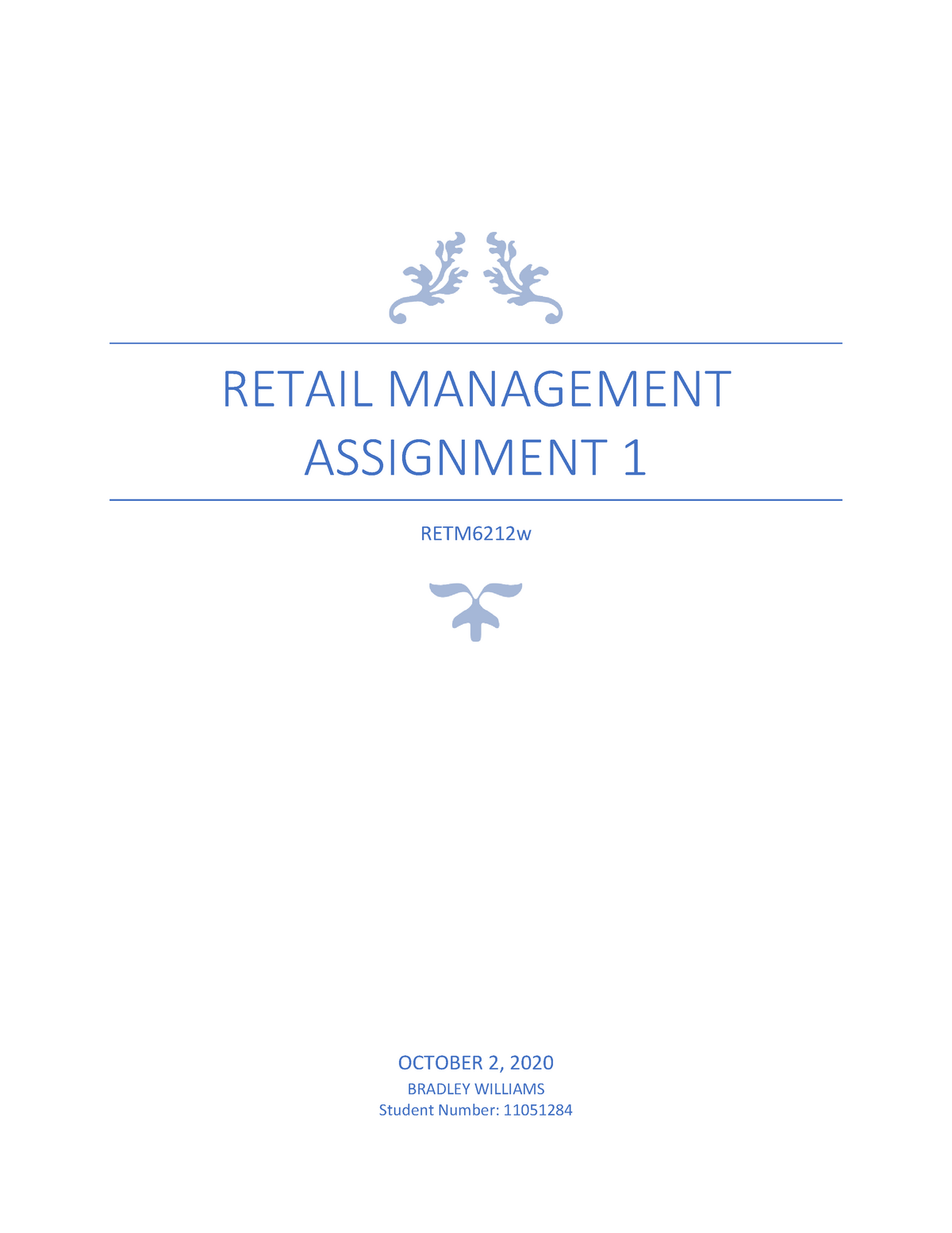 retail management assignment topics