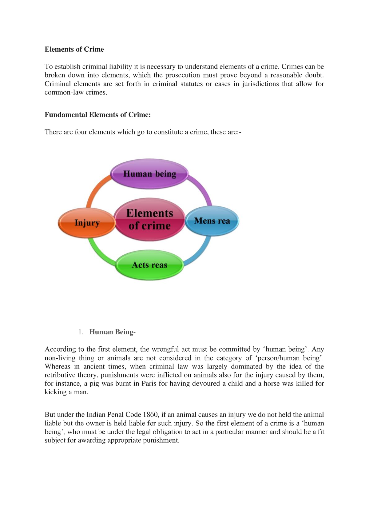 Elements of Crime - Crimes can be broken down into elements, which the ...