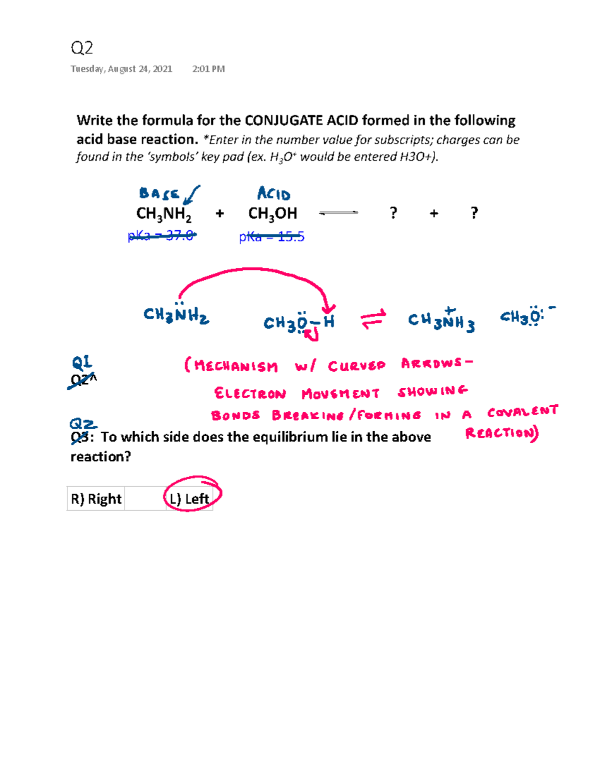 Chapter 2 Clicker Notes - Q2 Tuesday, August 24, 2021 2:01 PM Write the ...