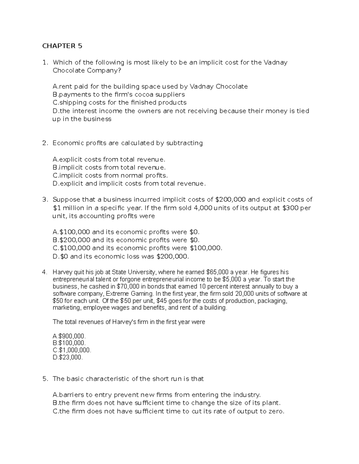 E-BOOK Tutorial Chapter 5 Question - CHAPTER 5 Which of the following ...