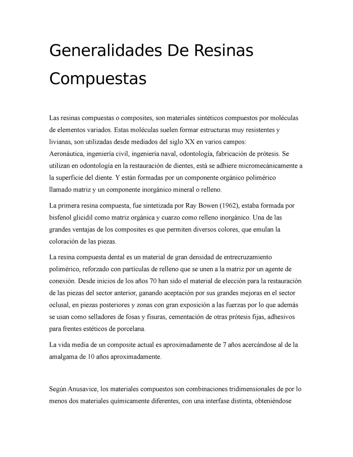 Generalidades De Resinas Compuestas Generalidades De Resinas Compuestas Las Resinas Compuestas 1476