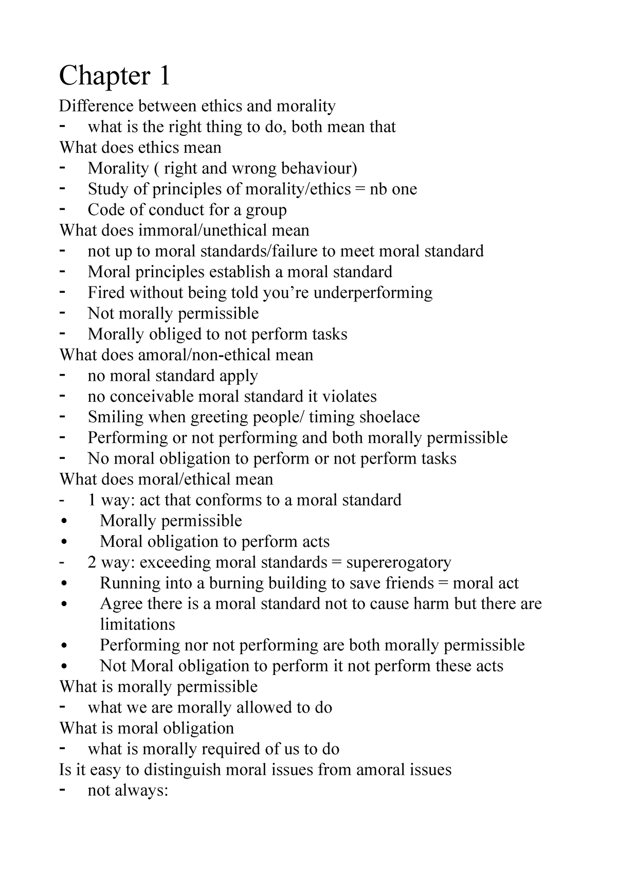 Chapter 1 Ethics - Chapter 1 Difference Between Ethics And Morality ...