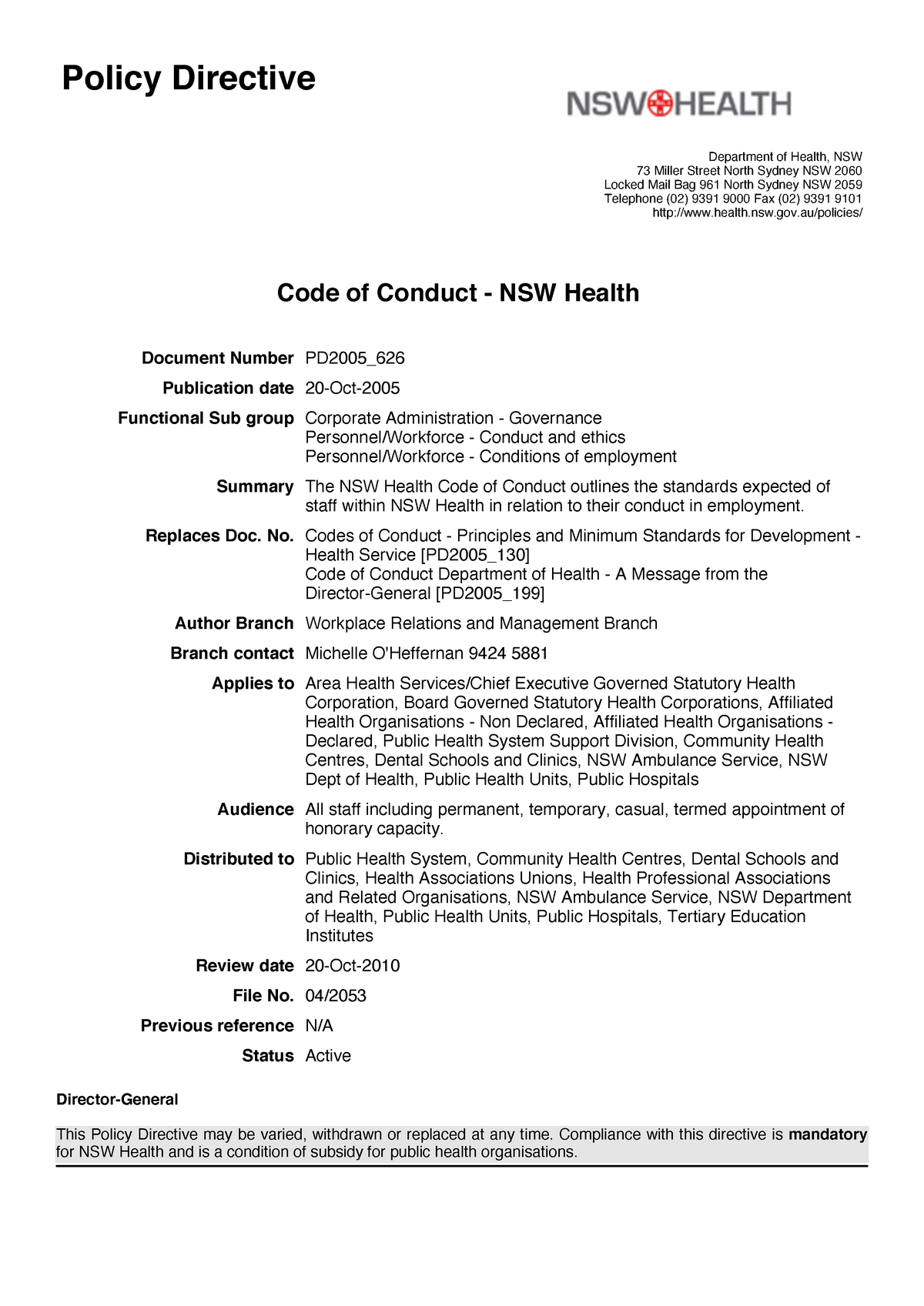 code-of-conduct-nsw-health-policy-directive-department-of-health