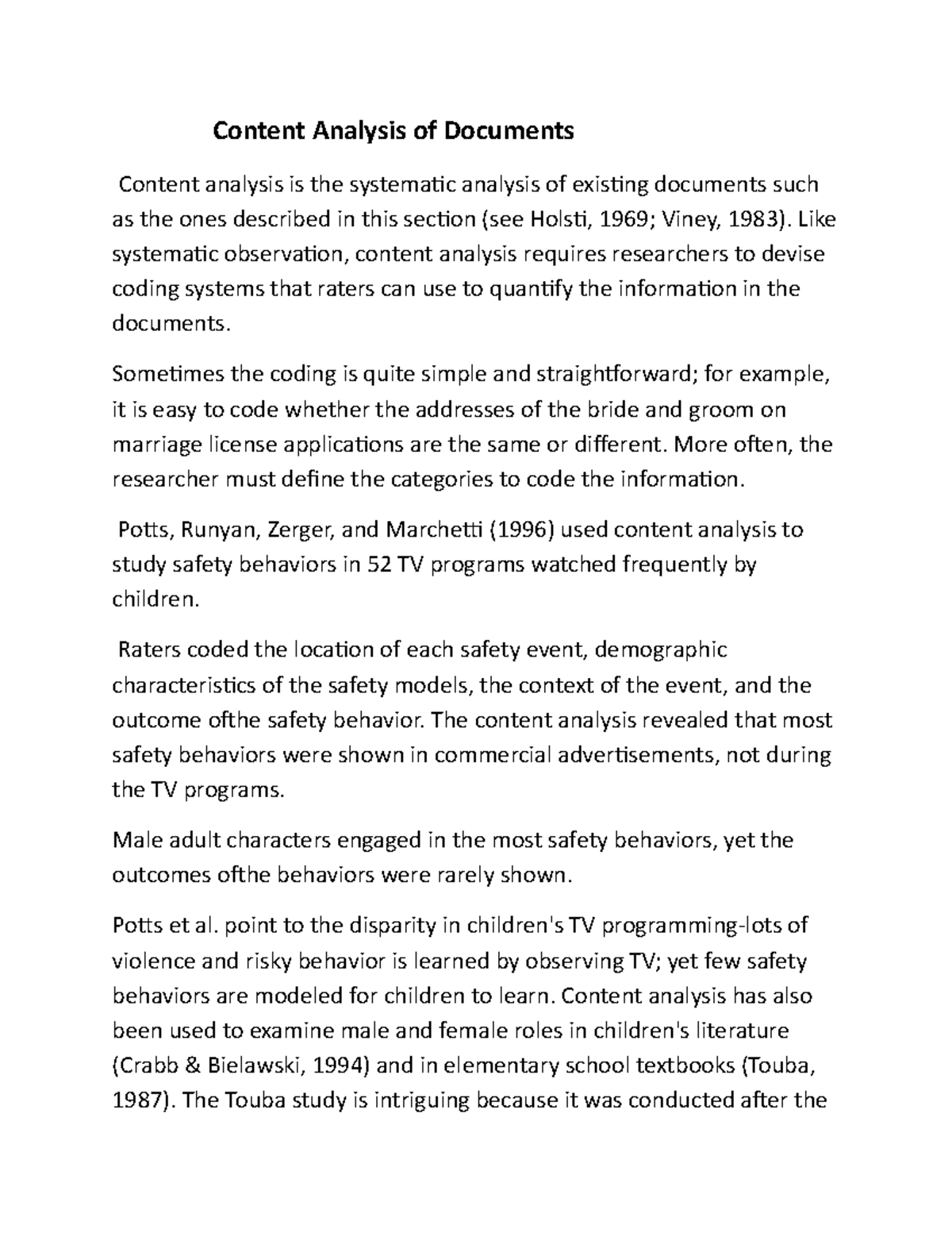 Content Analysis of Documents - Content Analysis of Documents Content ...