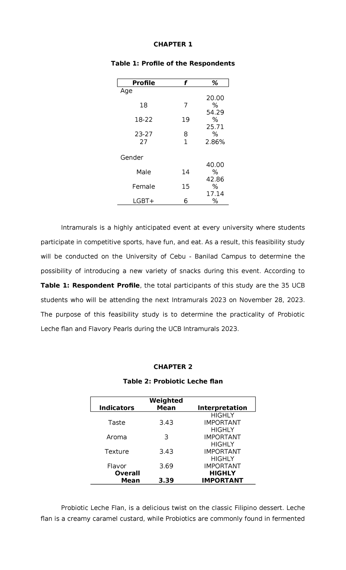 Feasibility-Study-G1 - CHAPTER 1 Table 1: Profile of the Respondents ...