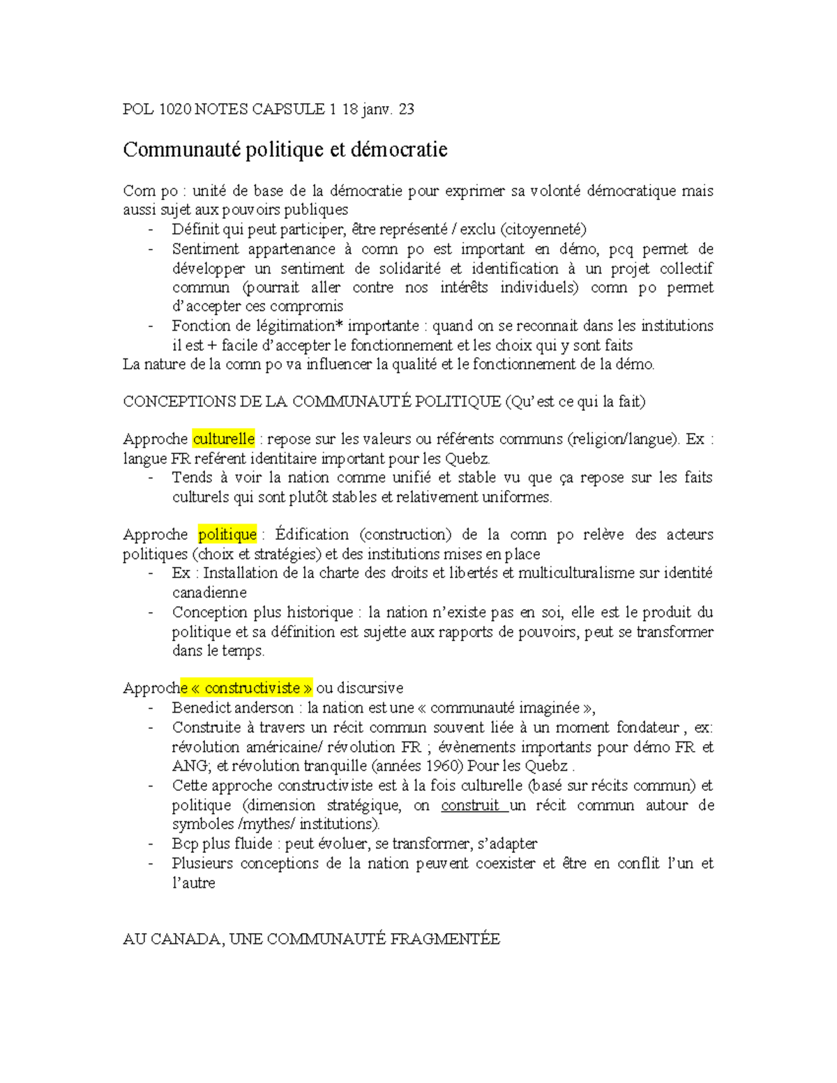 Notes Capsules POL 1020 - POL 1020 NOTES CAPSULE 1 18 janv. 23 ...