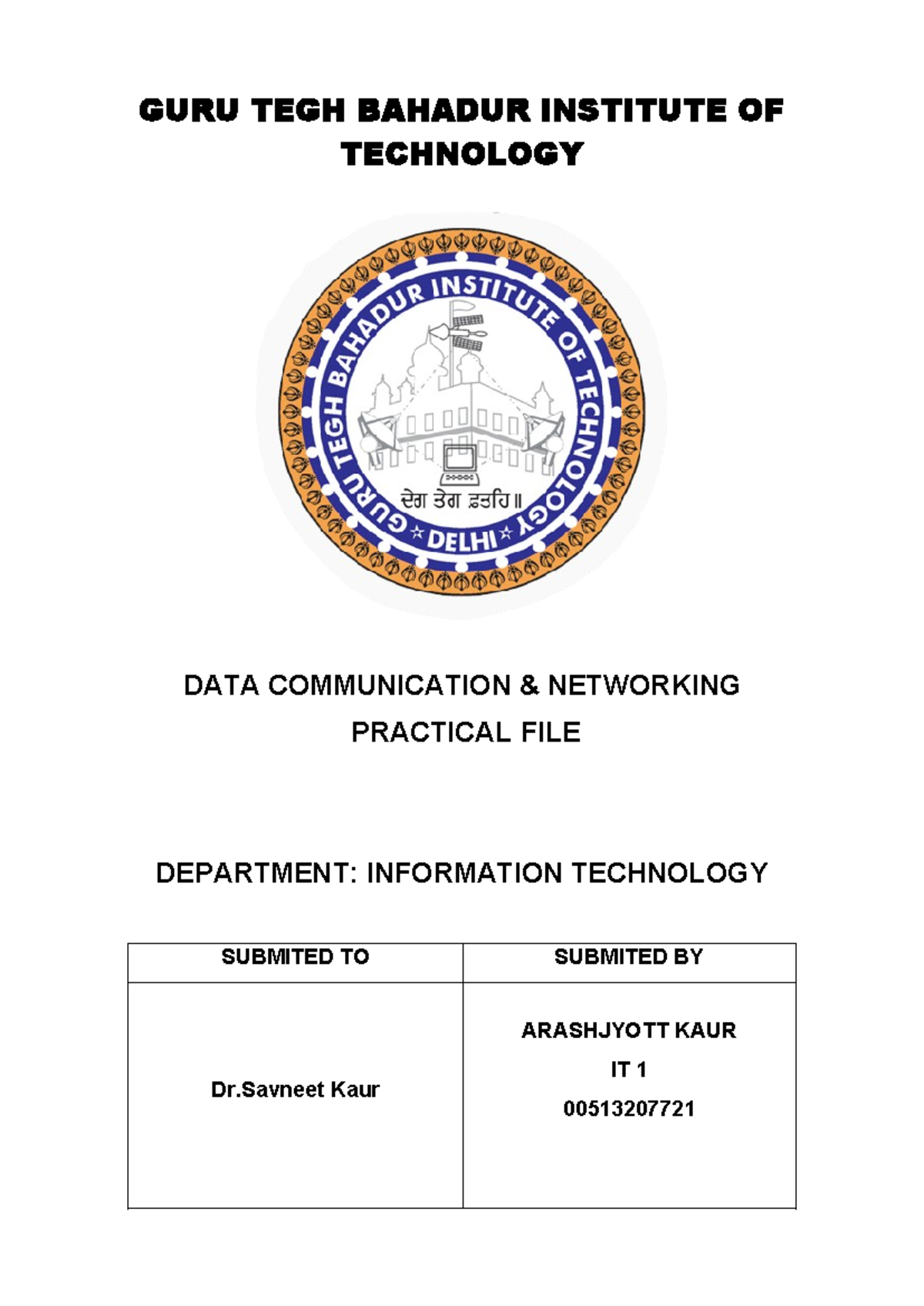 DCN File(005) IT1 - GURU TEGH BAHADUR INSTITUTE OF TECHNOLOGY DATA ...