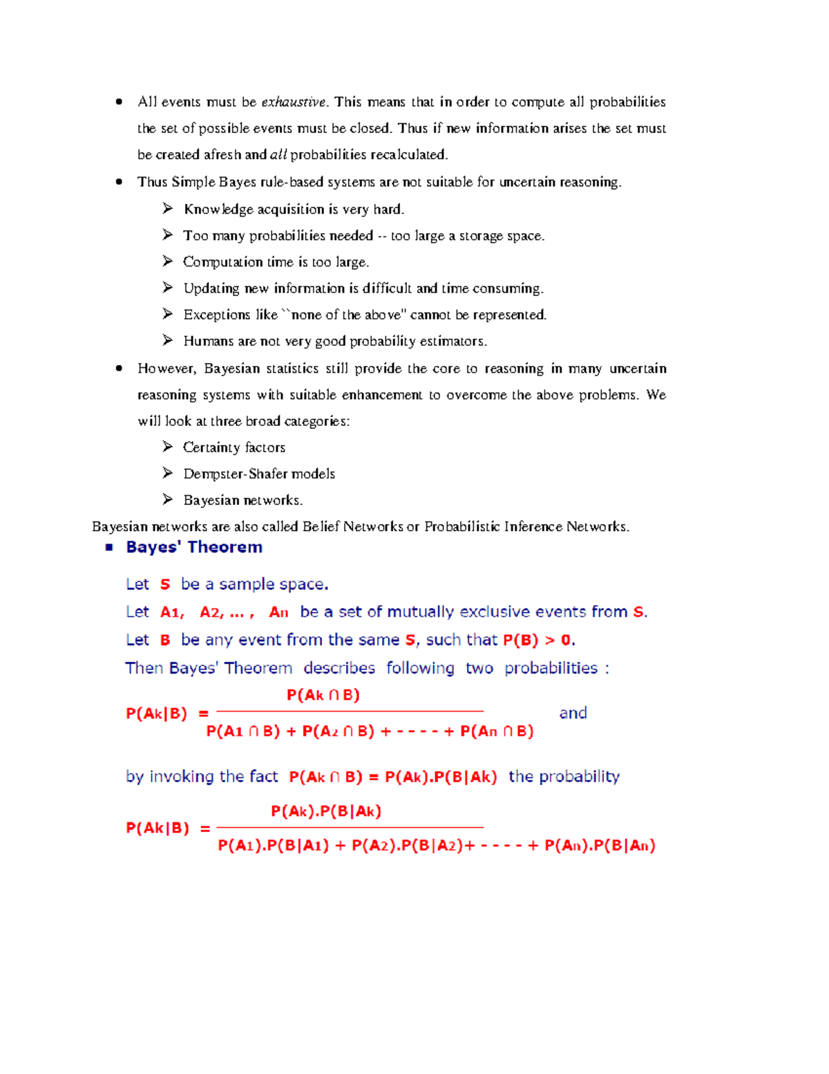 Ai notes32 NOTES All events must be exhaustive. This means that in