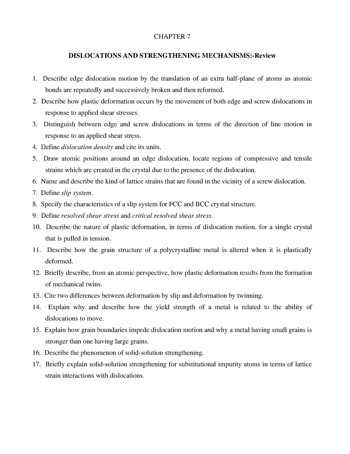 Ch07 Tut - CHAPTER 7 DISLOCATIONS AND STRENGTHENING MECHANISMS:-Review ...