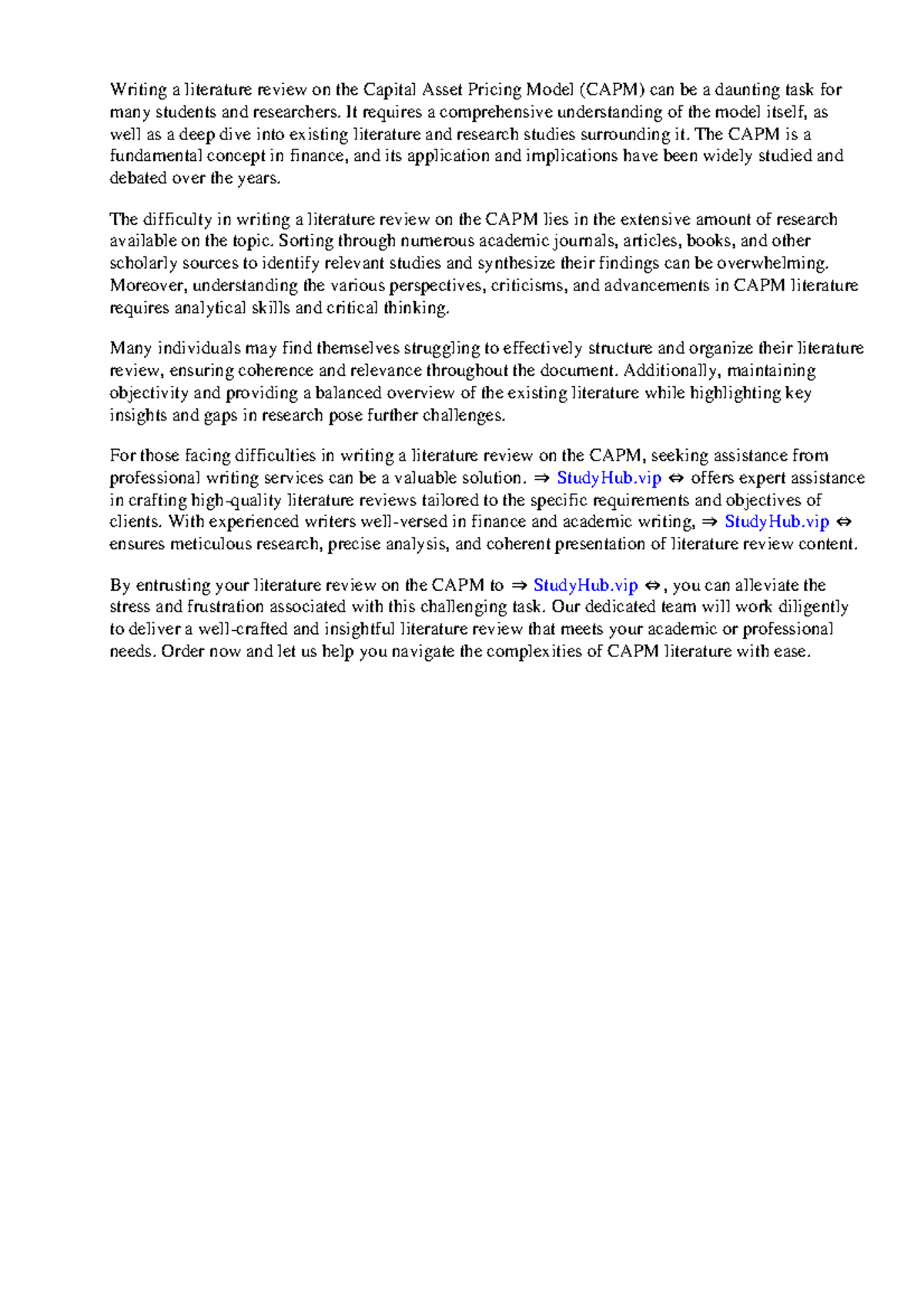 Literature Review On Capm Model - Writing a literature review on the ...