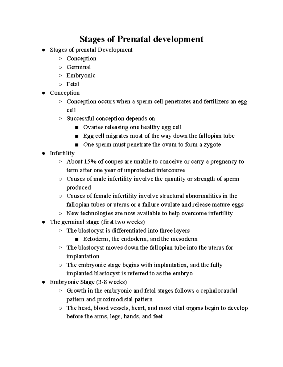 Stages of Prenatal development - The embryo is now called the fetus By ...