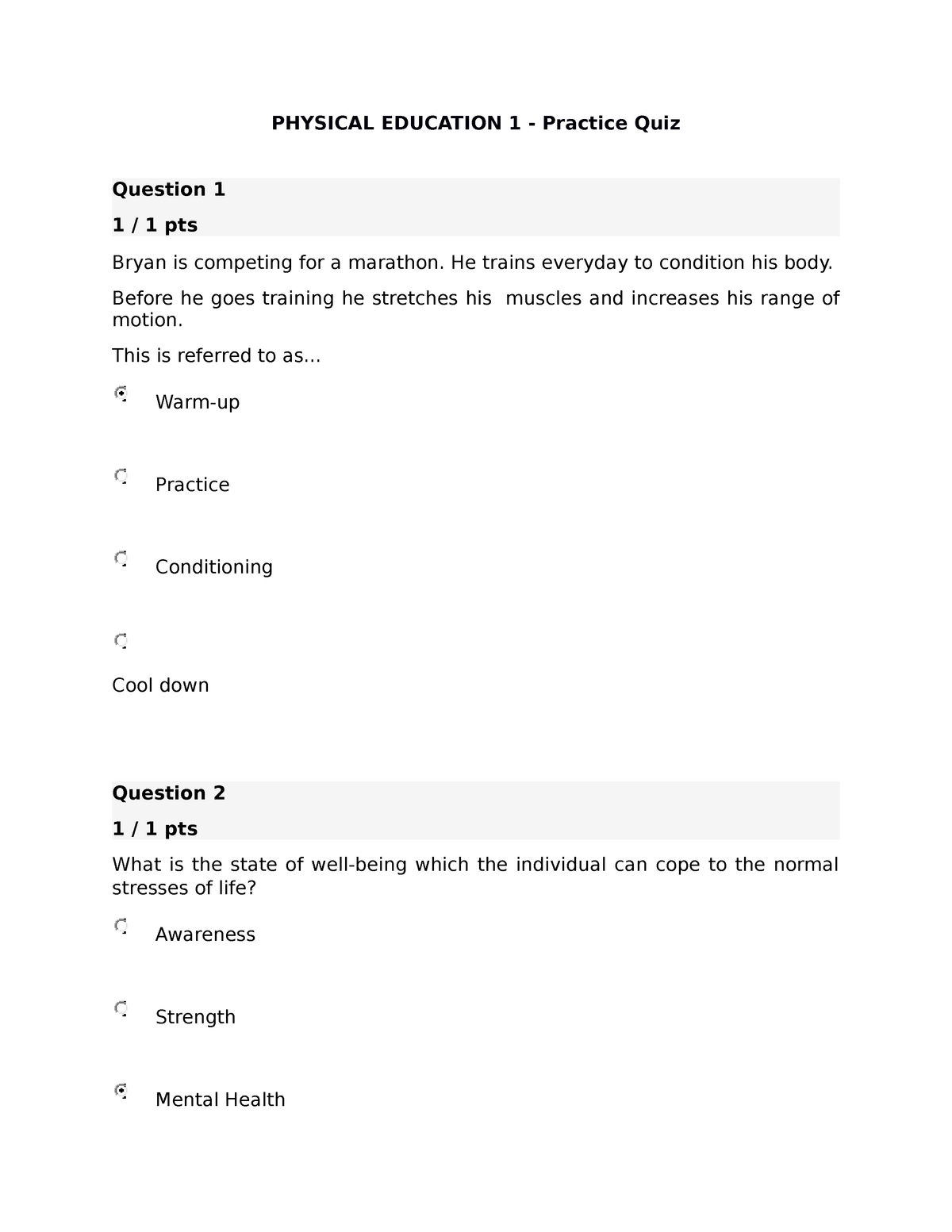 essay questions physical education