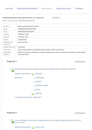 Questionário Unidade 1 - Revisar Envio Do Teste: QUESTIONÁRIO UNIDADE I ...