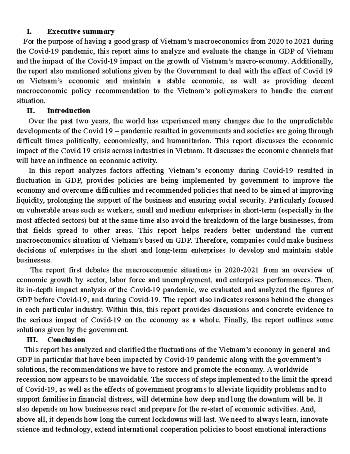 Executive Summary MMM I Executive Summary For The Purpose Of