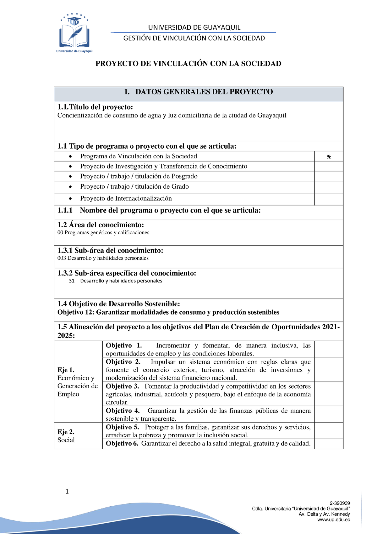 1. Concientizacion De Consumo De Agua Y Luz Domiciliaria - GESTI”N DE ...