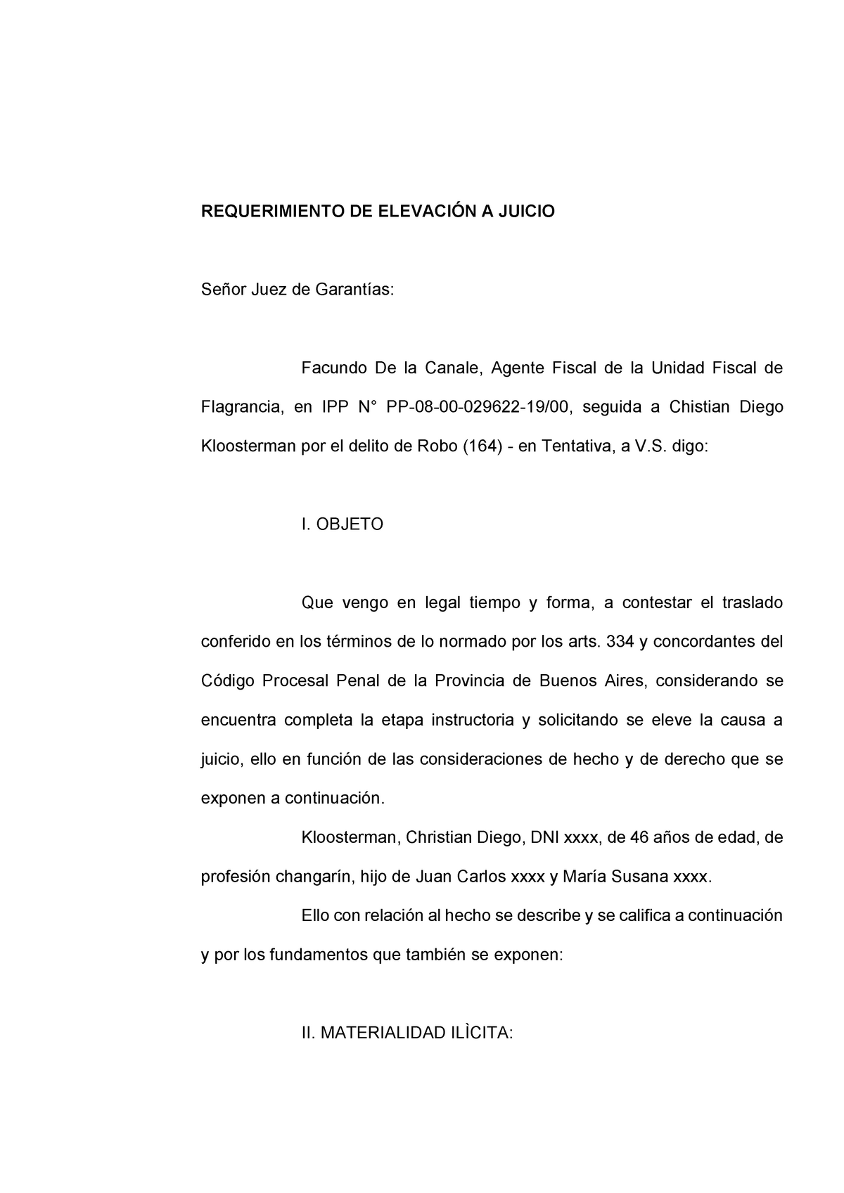 TRABAJO PRACTICO 5 PP3 PROCESAL PENAL - REQUERIMIENTO DE ELEVACIÓN A ...