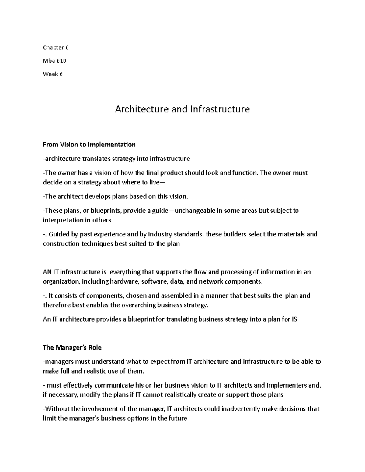 Chapter 6 MBA 620 Notes - Mba 620 - StuDocu